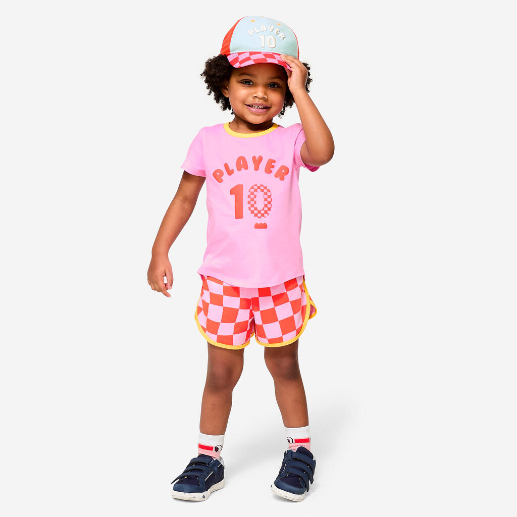 Short babygym ajustable enfant, rose et orange
