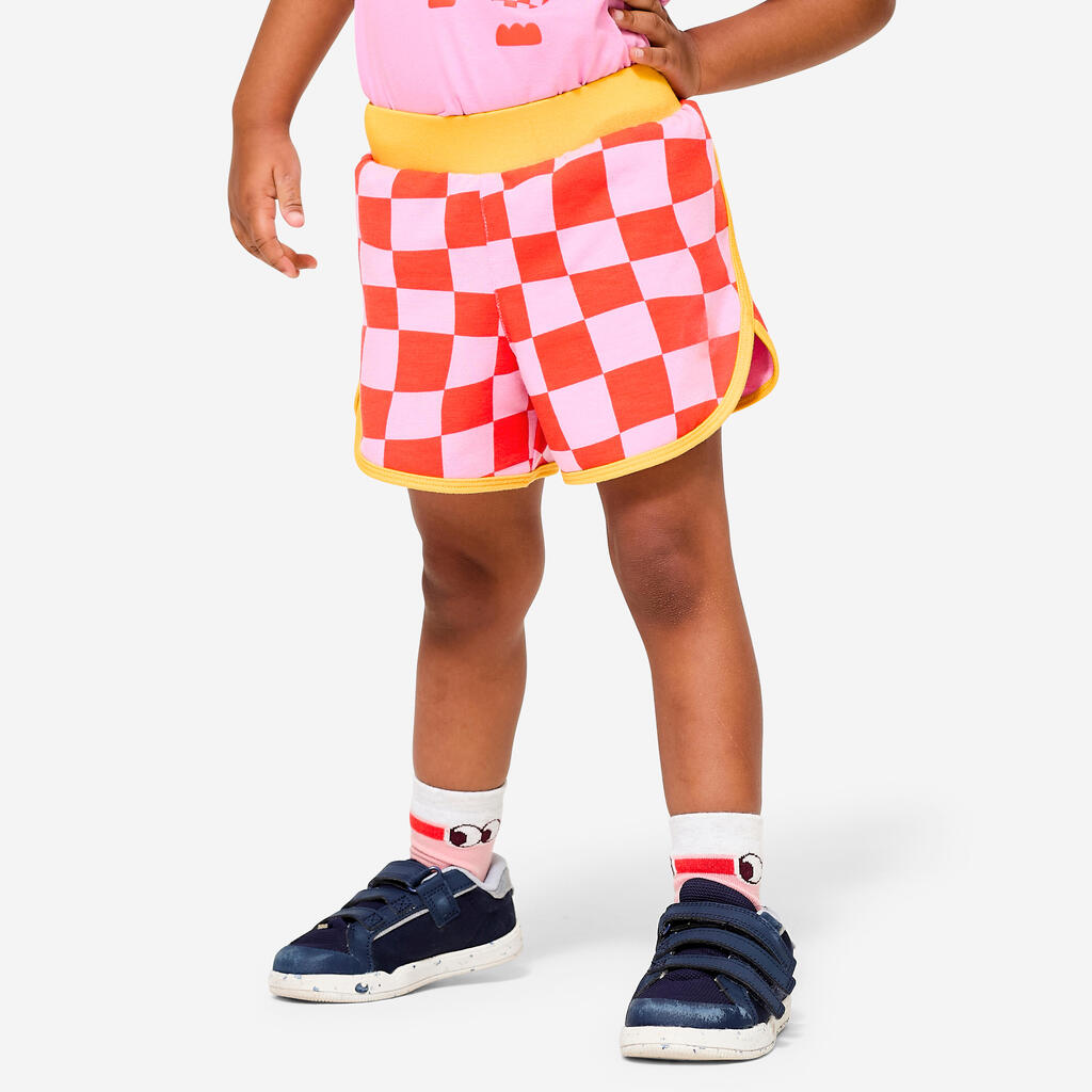Short babygym ajustable enfant, rose et orange