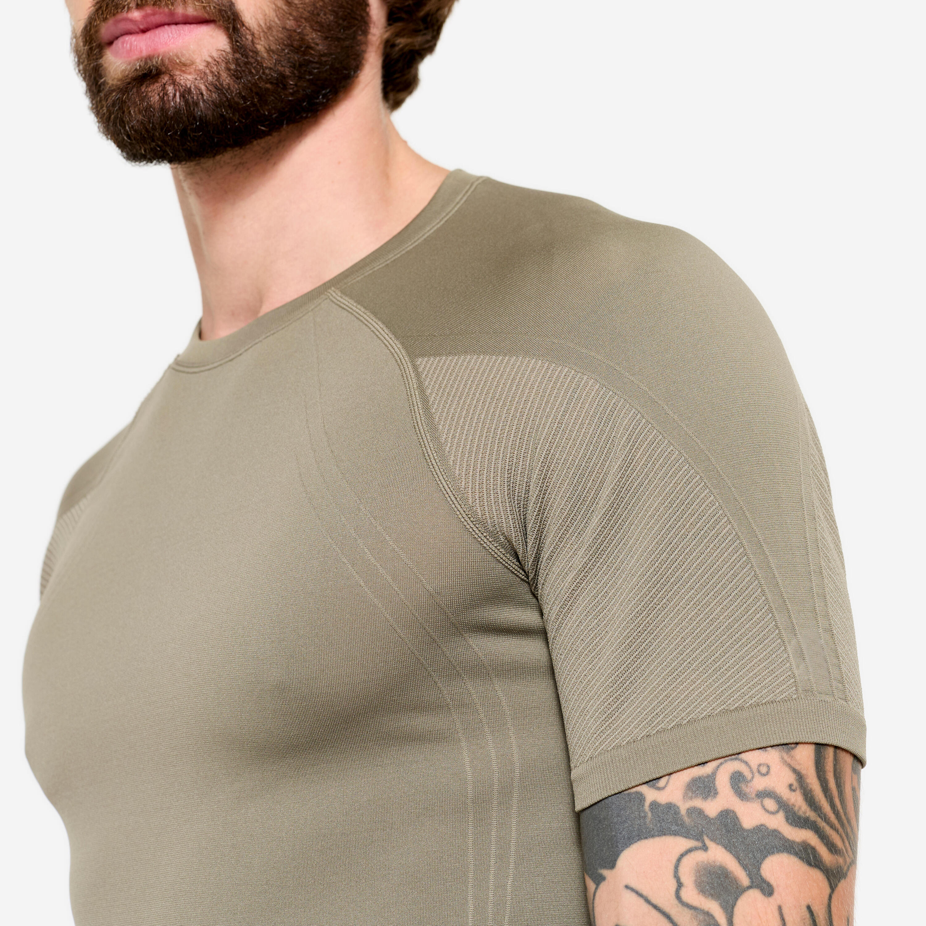 Yoga-T-shirt voor heren kasjmierbeige 3/7