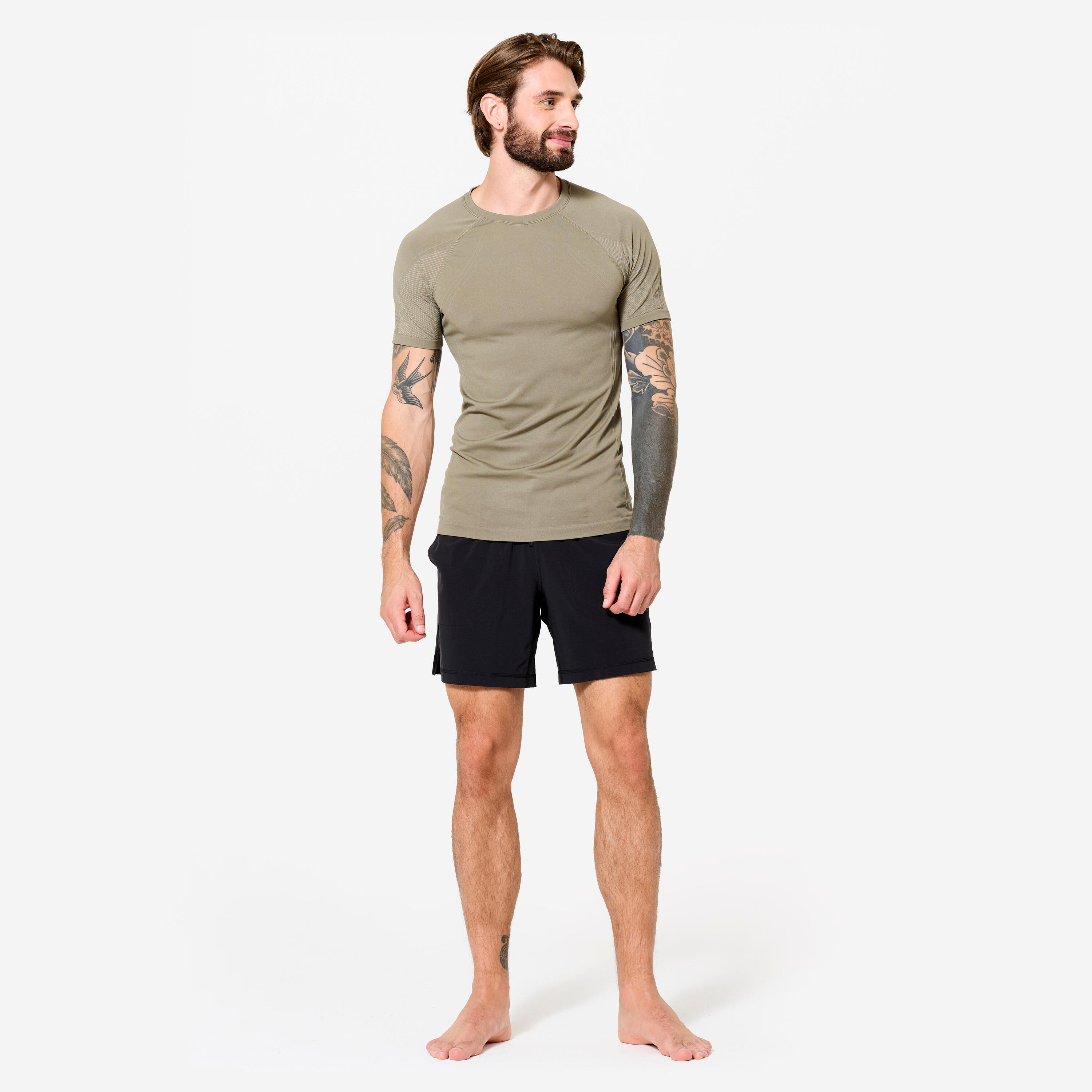 Yoga-T-shirt voor heren kasjmierbeige 2/7