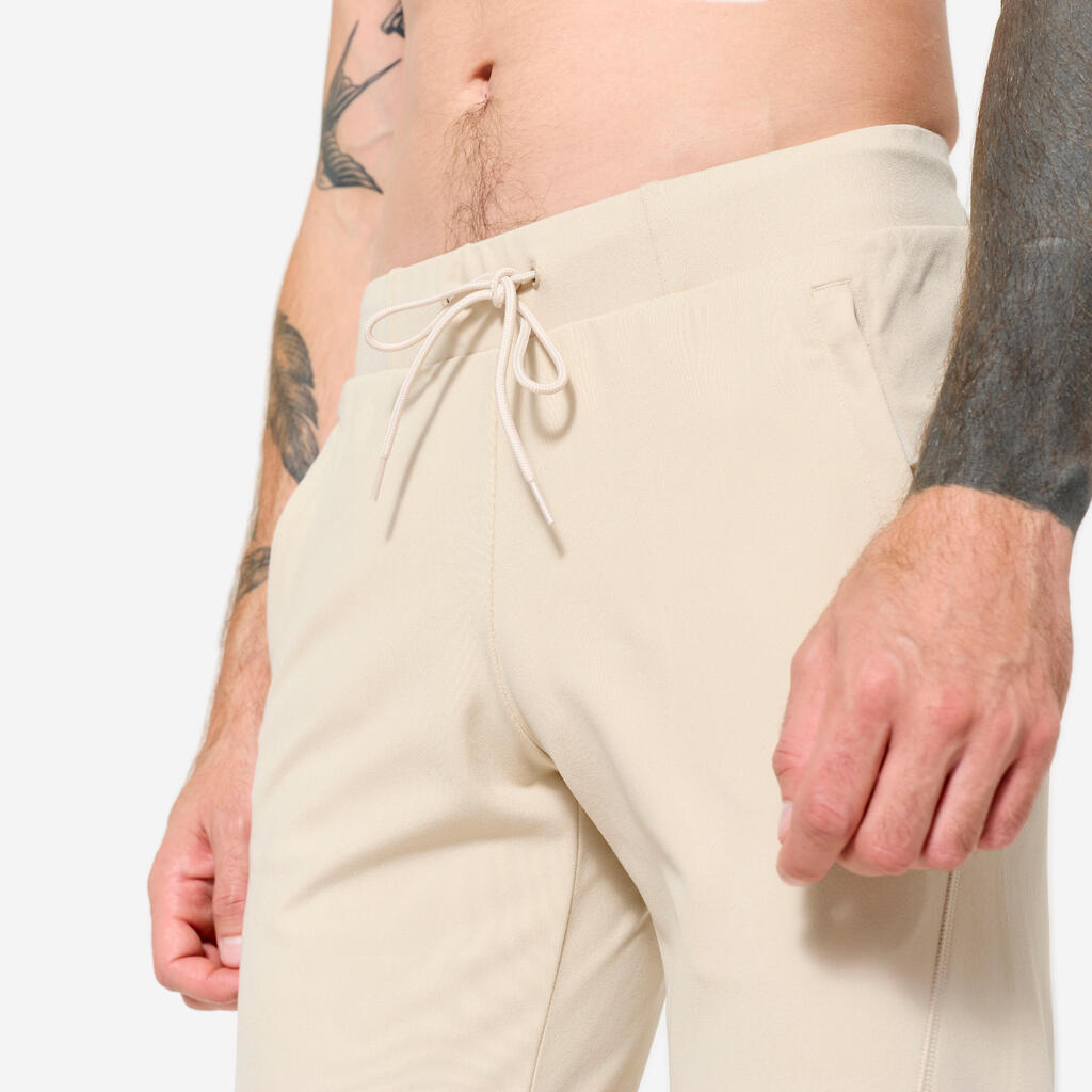 Trainingshose Herren sanftes Yoga dehnbar - leinenbeige 