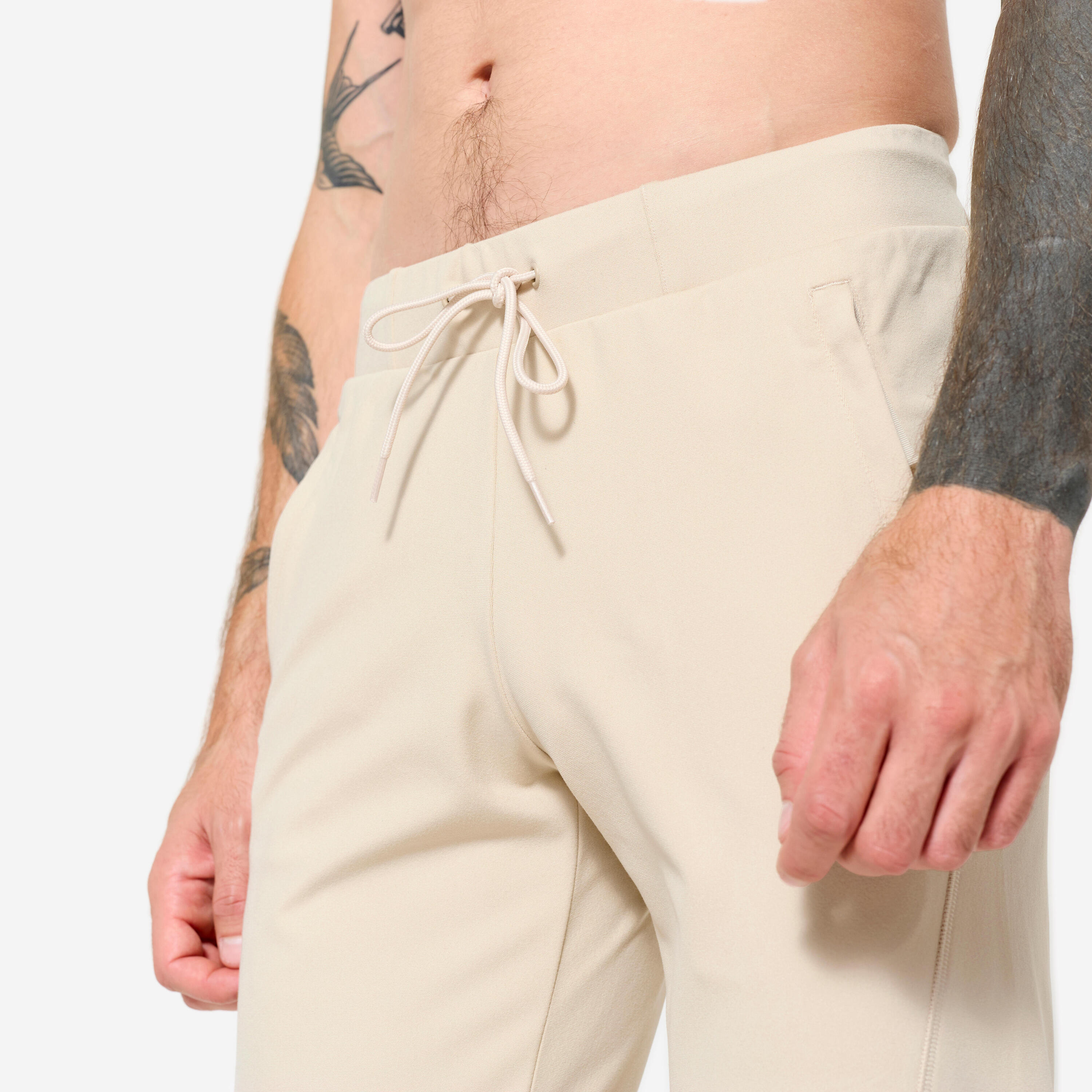 Pantalón Yoga Suave Hombre Beis Lino Extensible 3/7