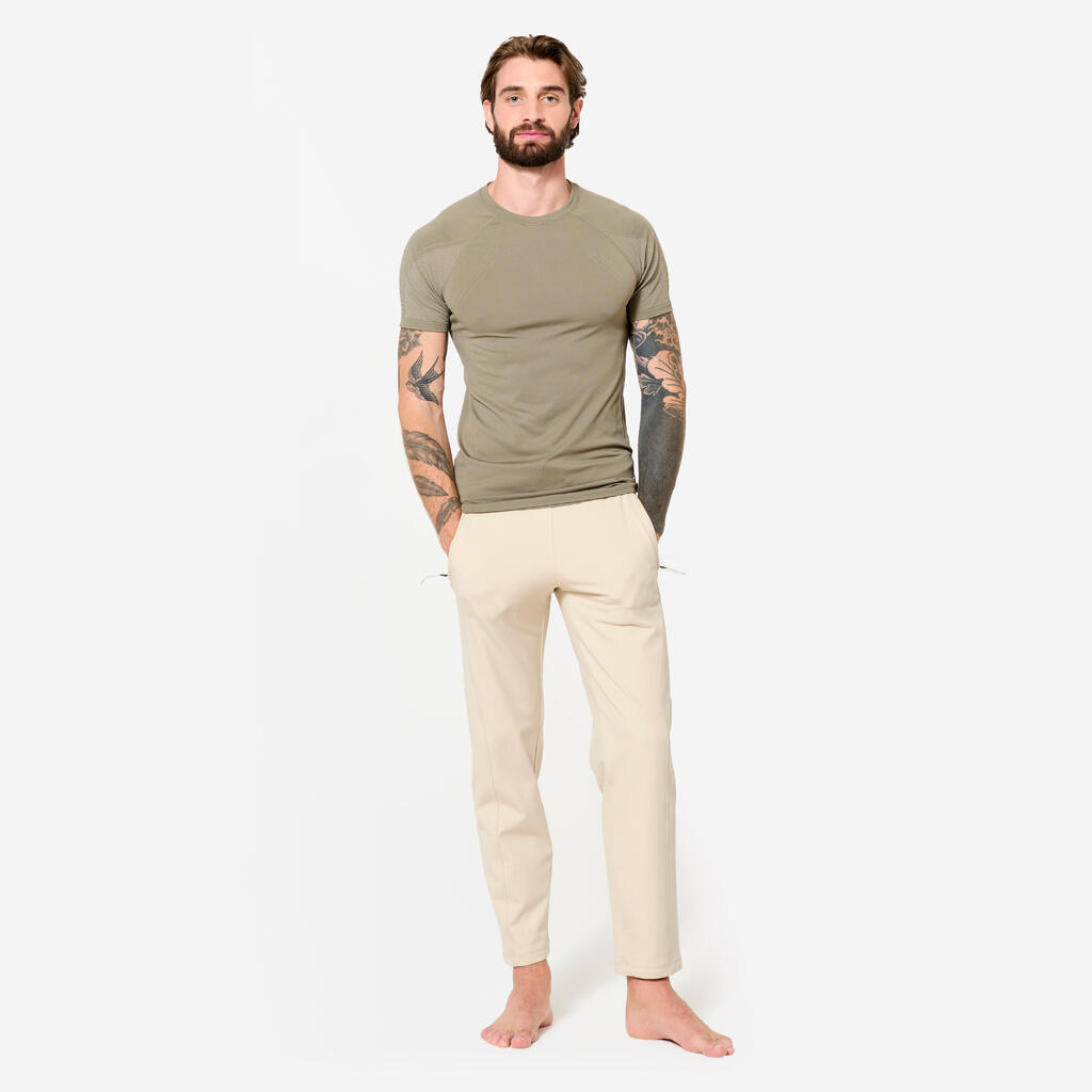 Trainingshose Herren sanftes Yoga dehnbar - leinenbeige 