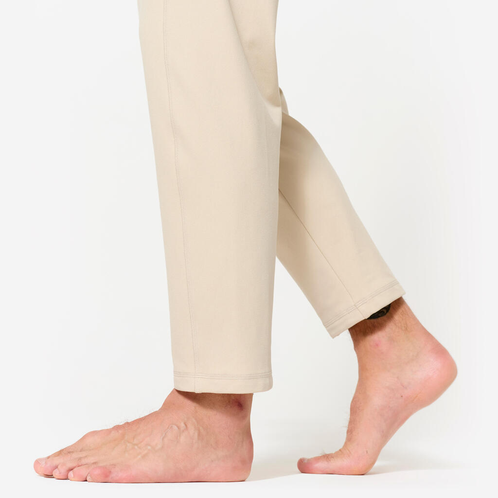 Trainingshose Herren sanftes Yoga dehnbar - leinenbeige 