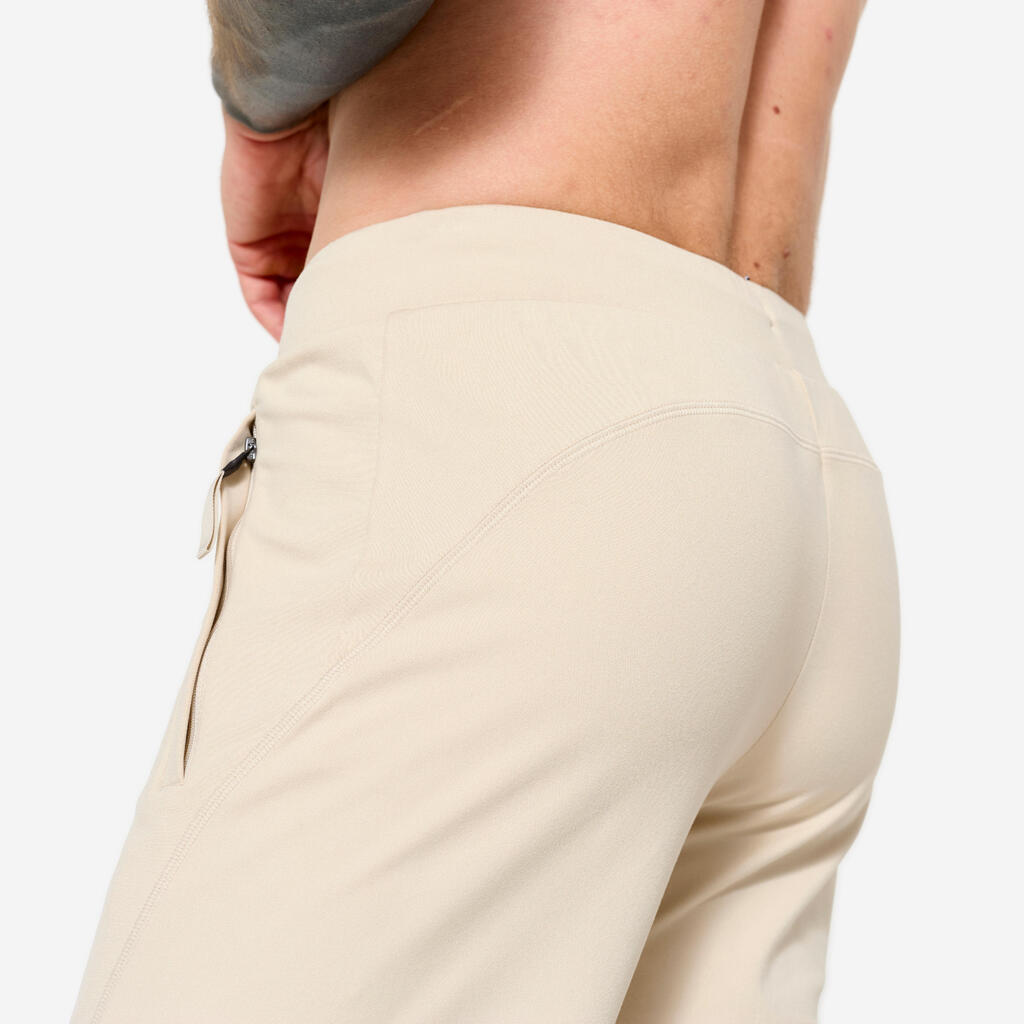 Trainingshose Herren sanftes Yoga dehnbar - leinenbeige 