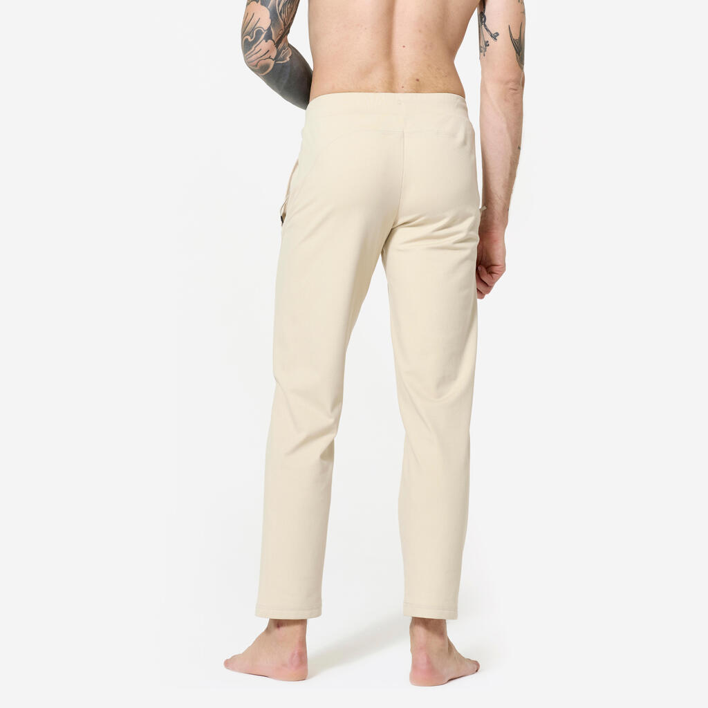 Trainingshose Herren sanftes Yoga dehnbar - leinenbeige 