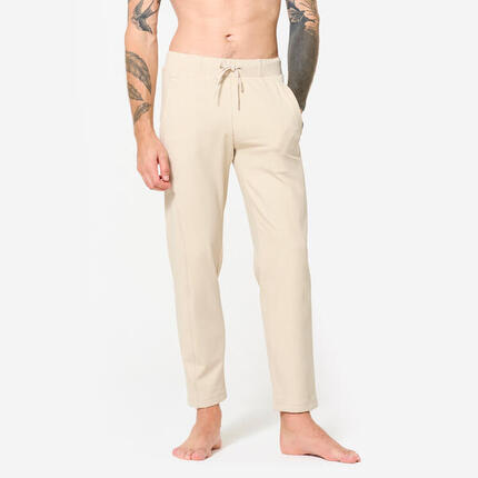 Trainingshose Herren sanftes Yoga dehnbar - leinenbeige