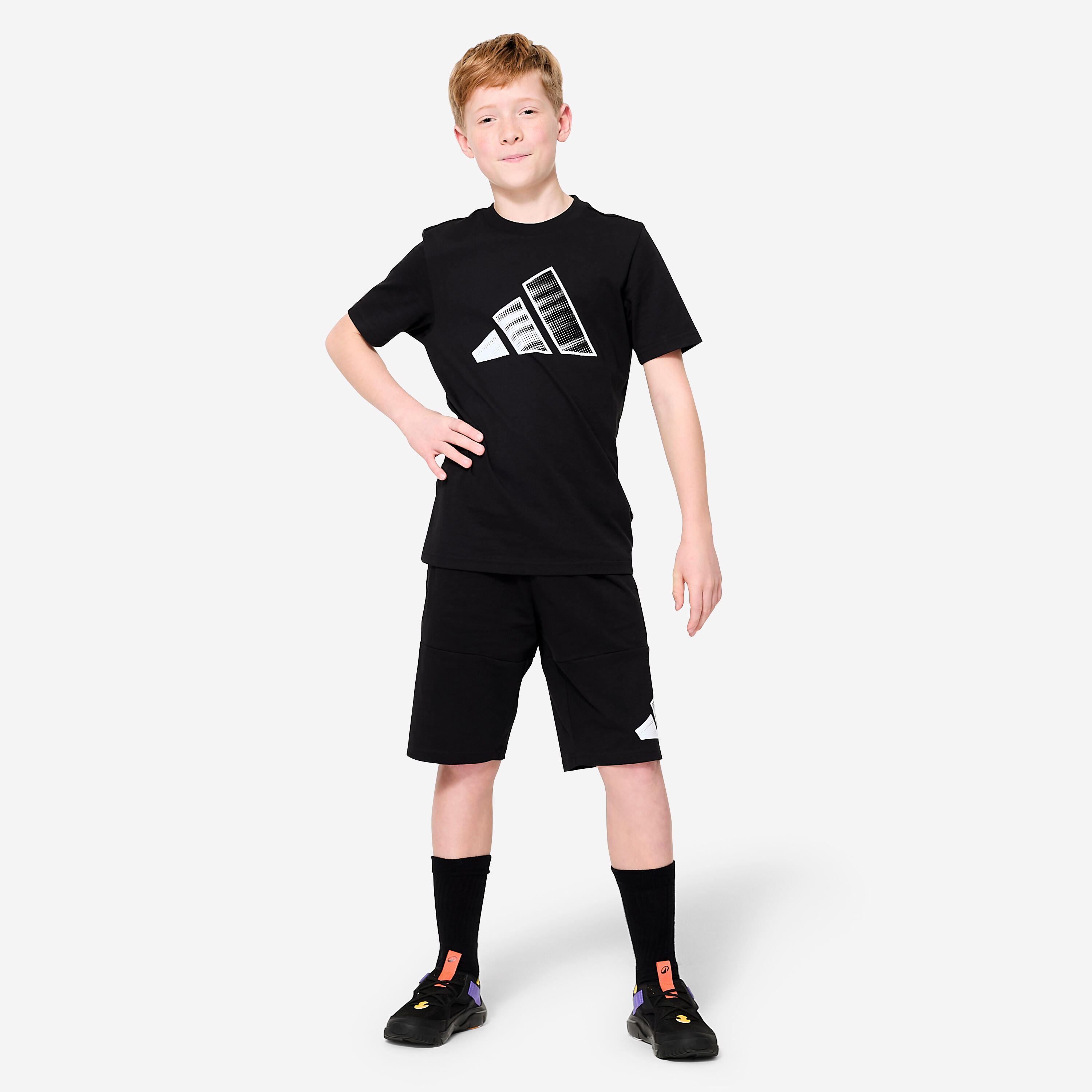 Pantaloncini ADIDAS bambino ginnastica regular fit cotone neri 2/6