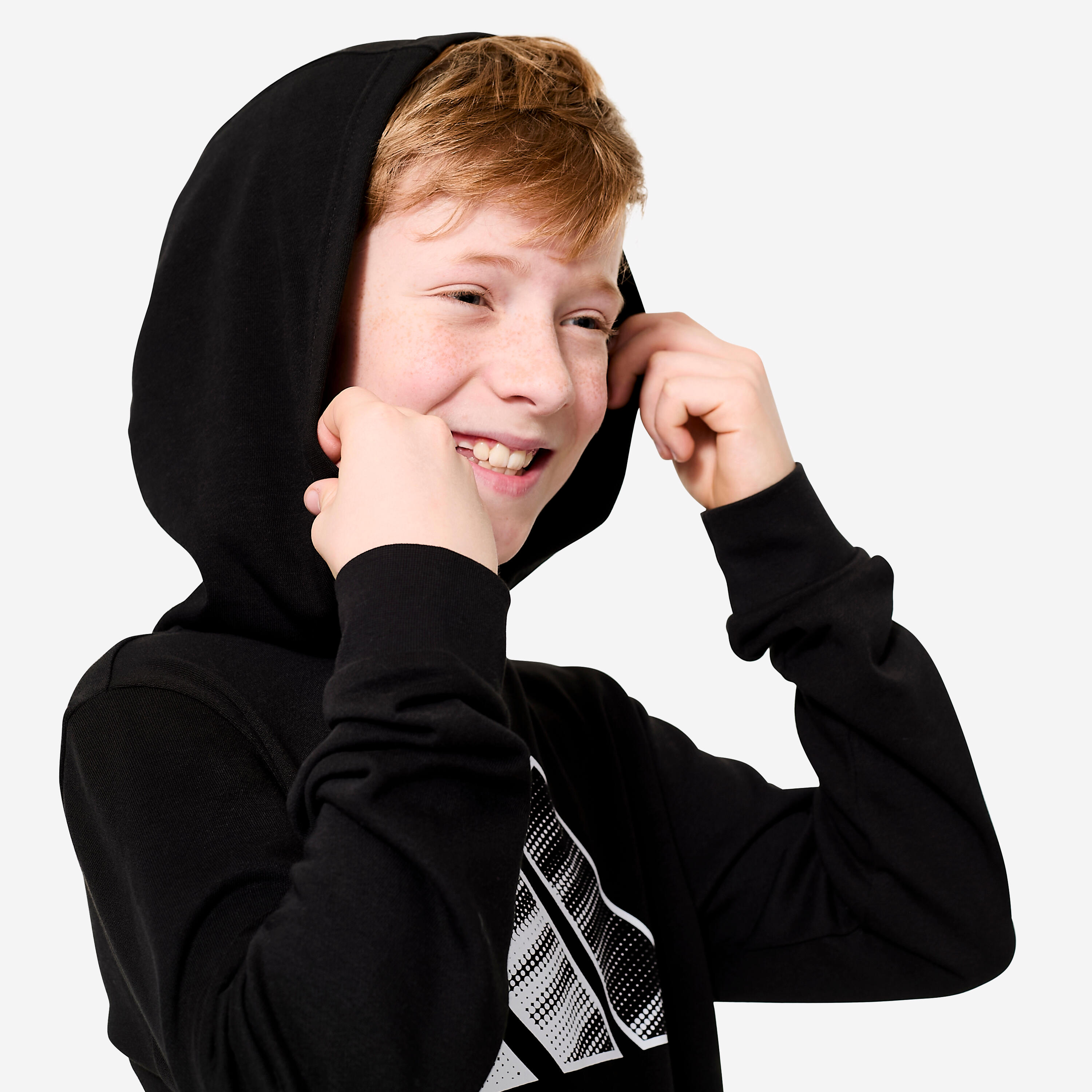 Kinder-Kapuzensweatshirt, schwarz 5/6