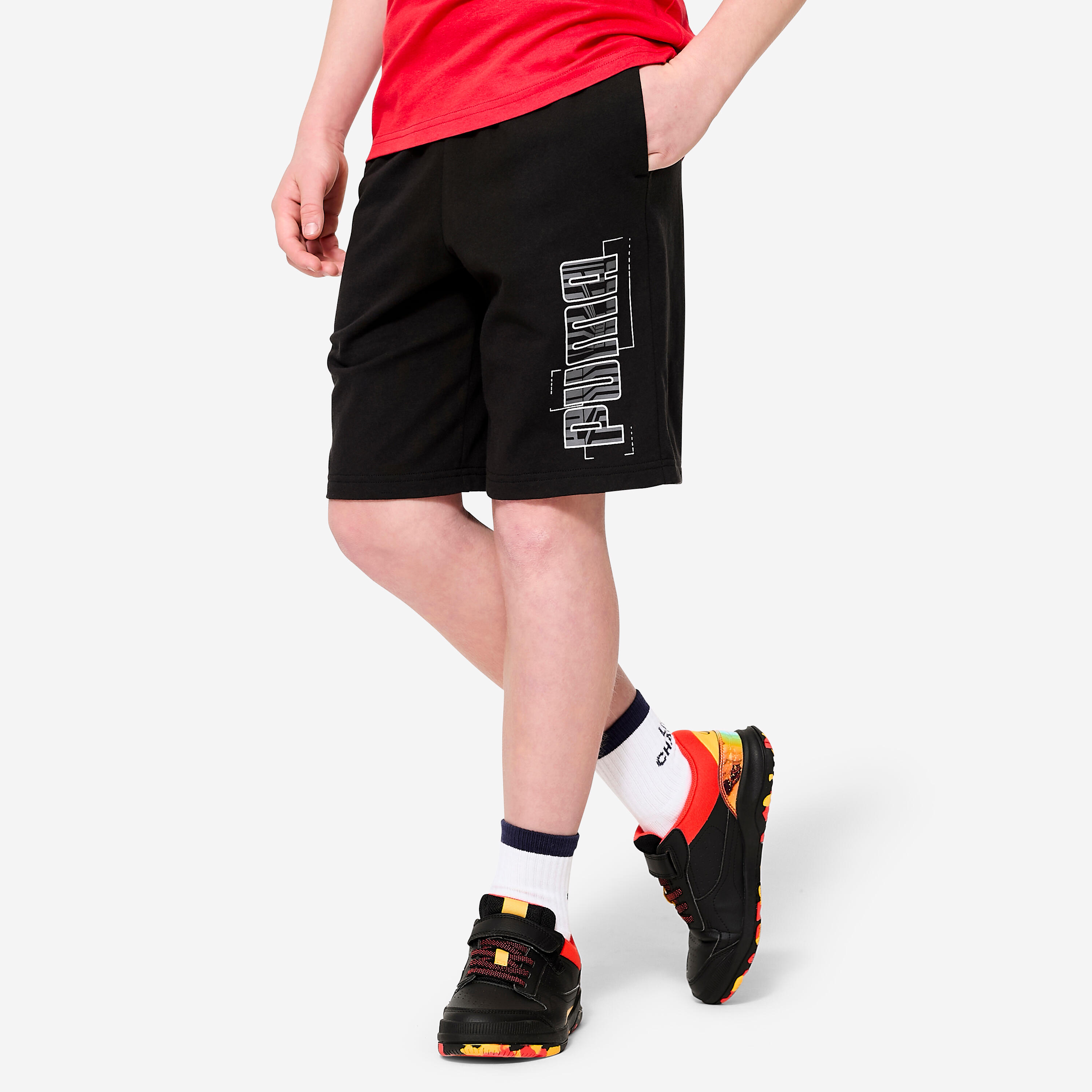 Pantalon scurt din bumac Puma Negru Copii