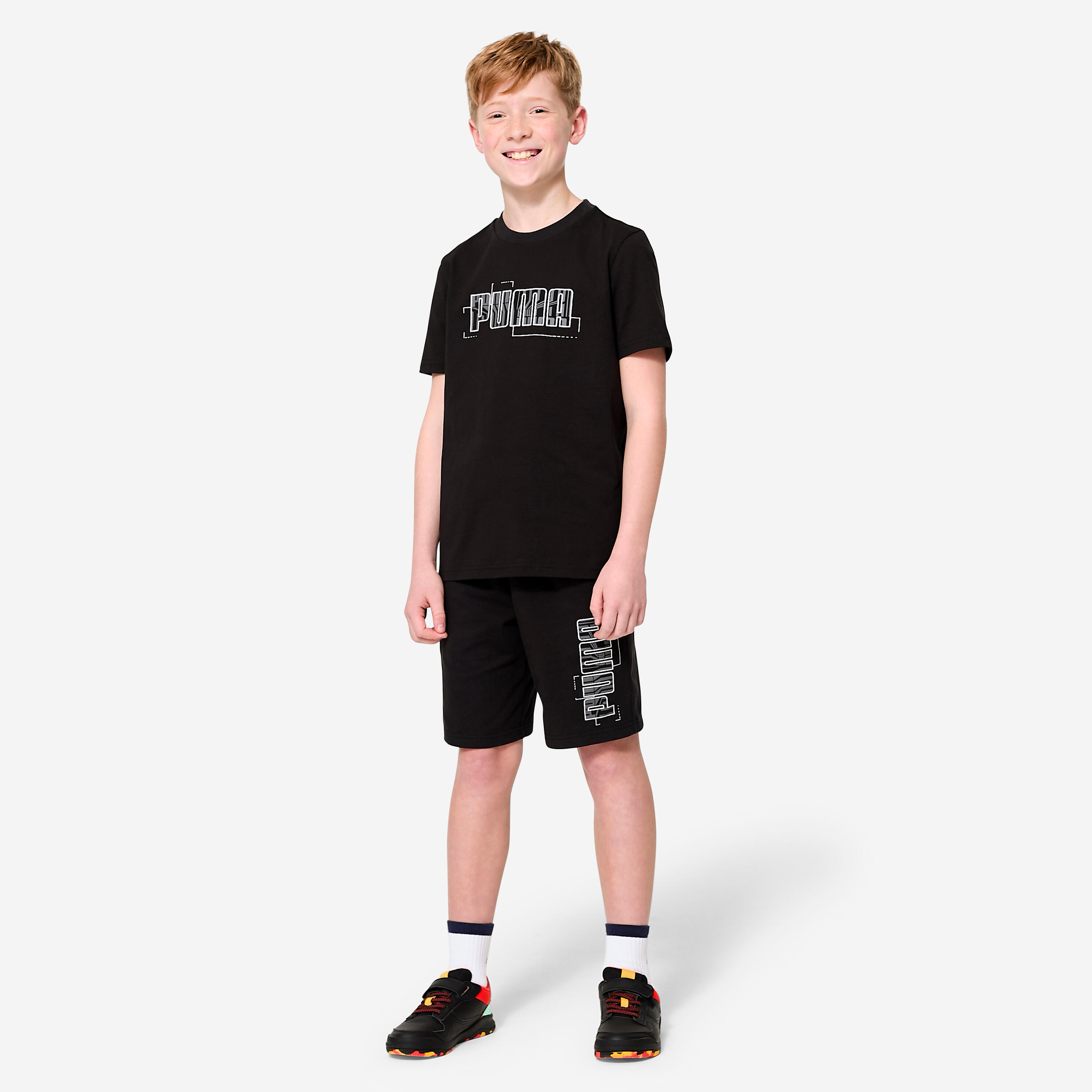 Katoenen kinder T-shirt zwart met opdruk 2/4