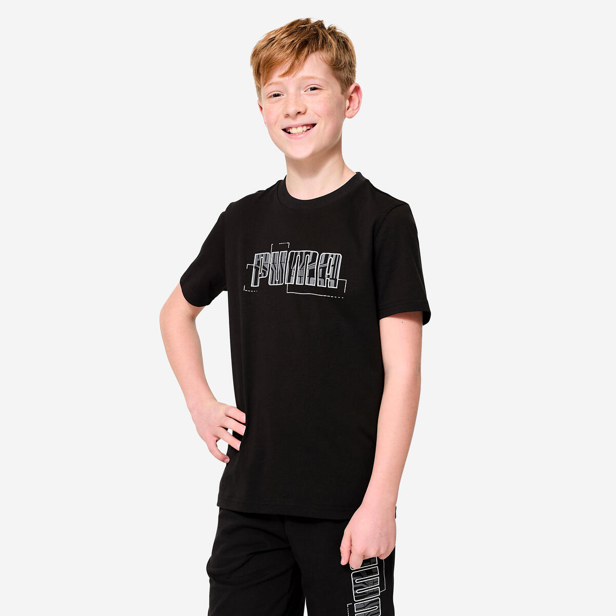 T-shirt coton imprimé enfant, noir