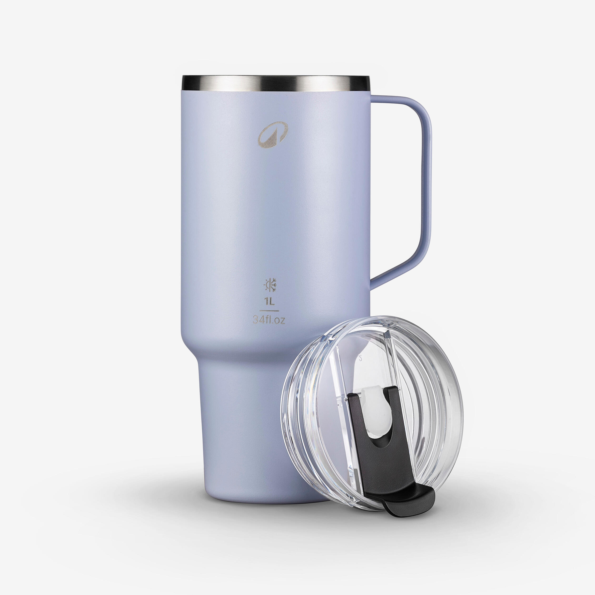 1 L insulated mug with straw in stainless steel, for hiking and