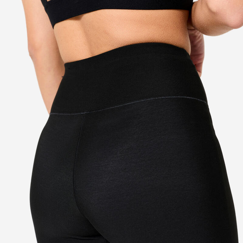 Legging de fitness bas droit femme, noir fumé