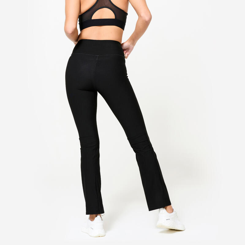 Colanți 100 croială dreaptă Fitness Cardio Negru Damă 