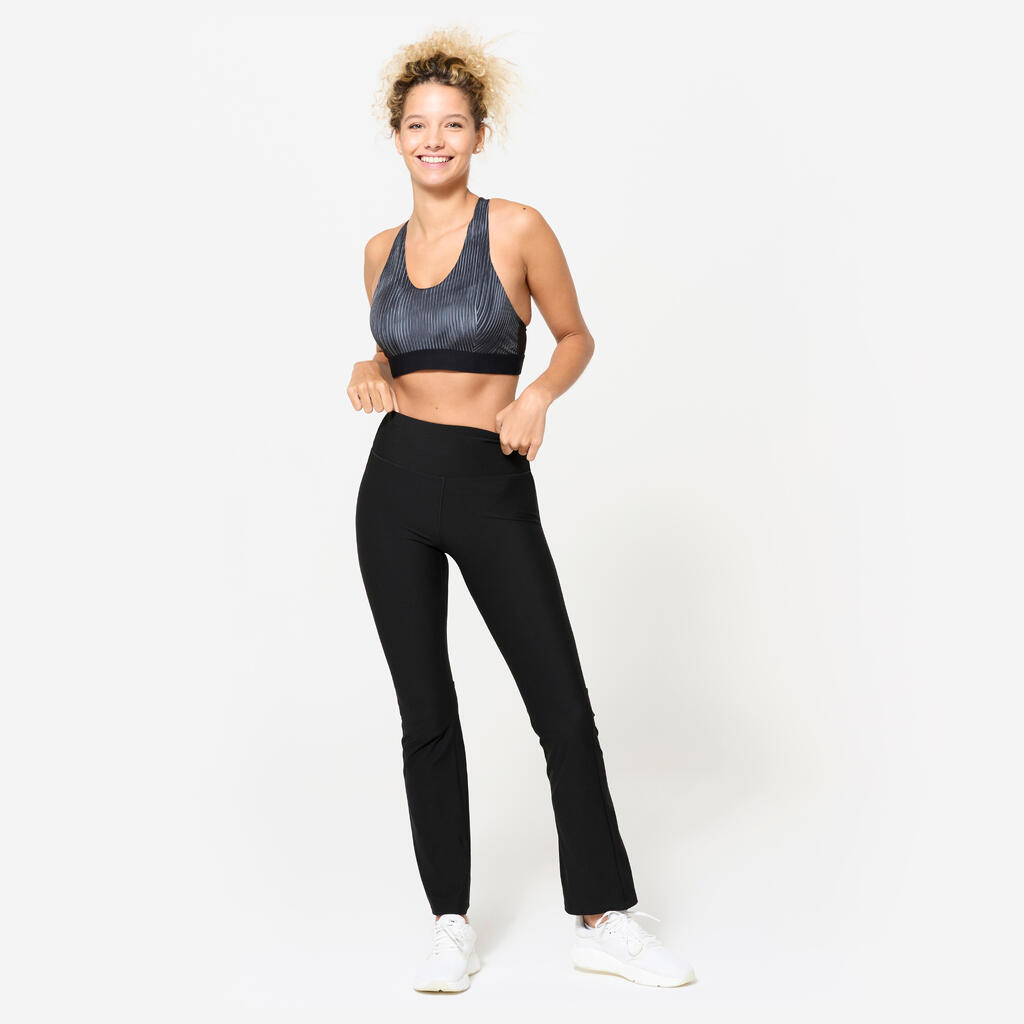 Legging de fitness bas droit femme, noir