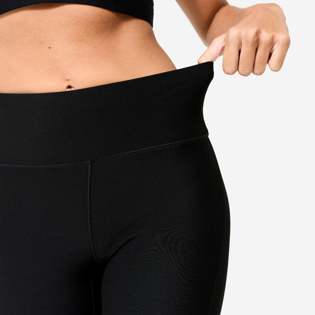 Legging de fitness bas droit femme, noir