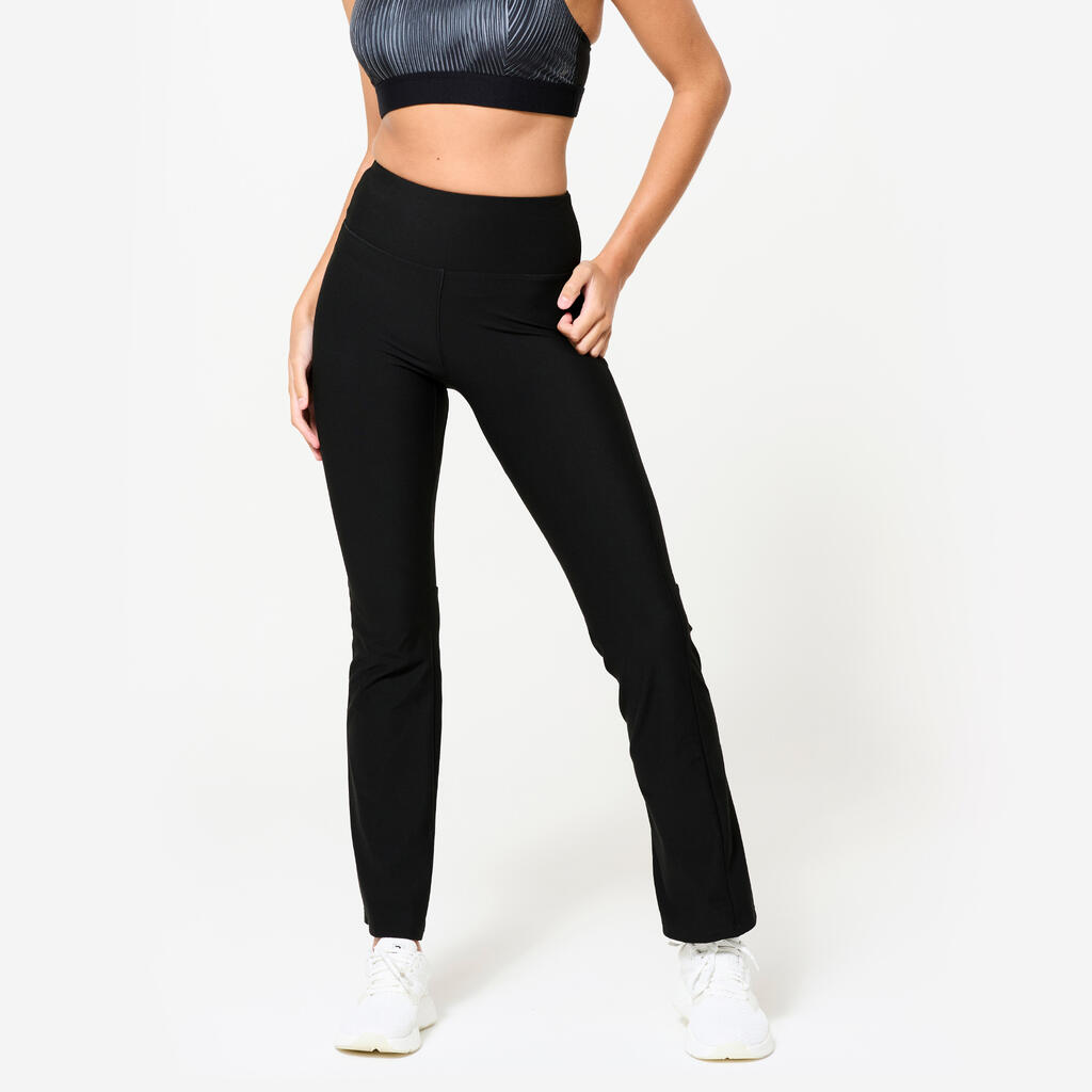 Legging de fitness bas droit femme, noir