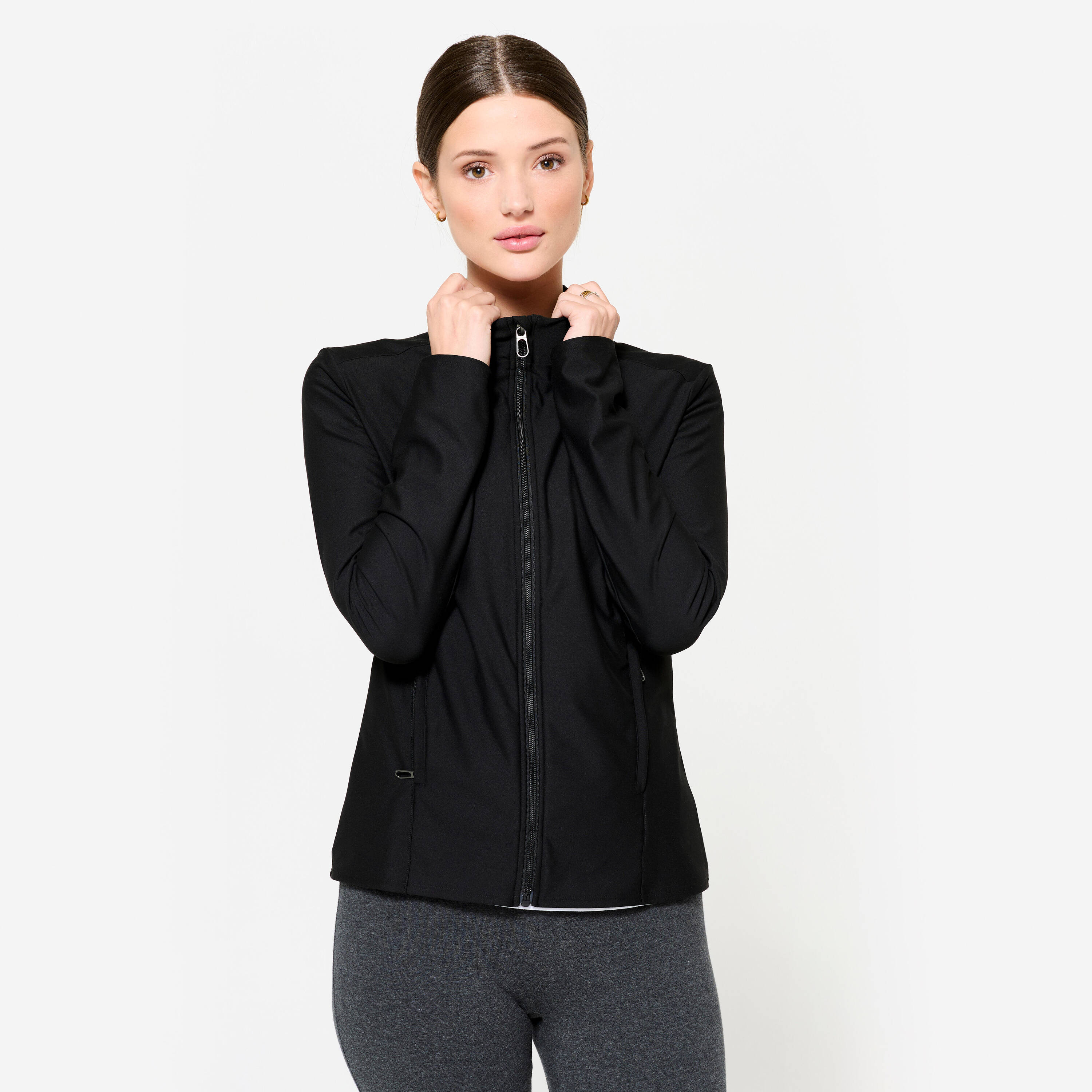 Women's Zip-Up Jacket - Black -  1