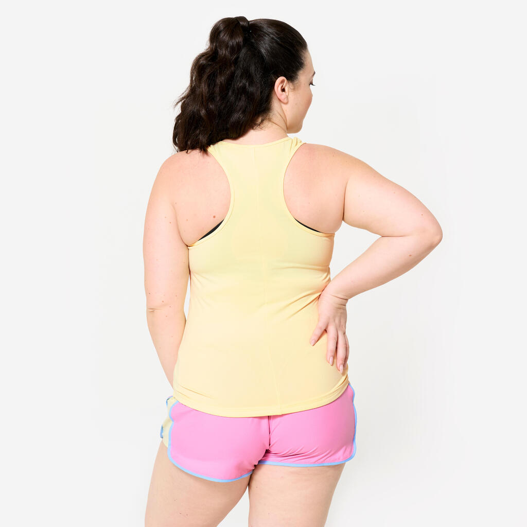 Débardeur dos nageur de fitness femme, jaune clair