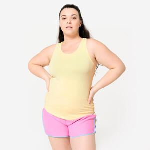 Camiseta Sin Mangas Fitness/Cardio Mujer Amarillo Pastel Espalda Natación