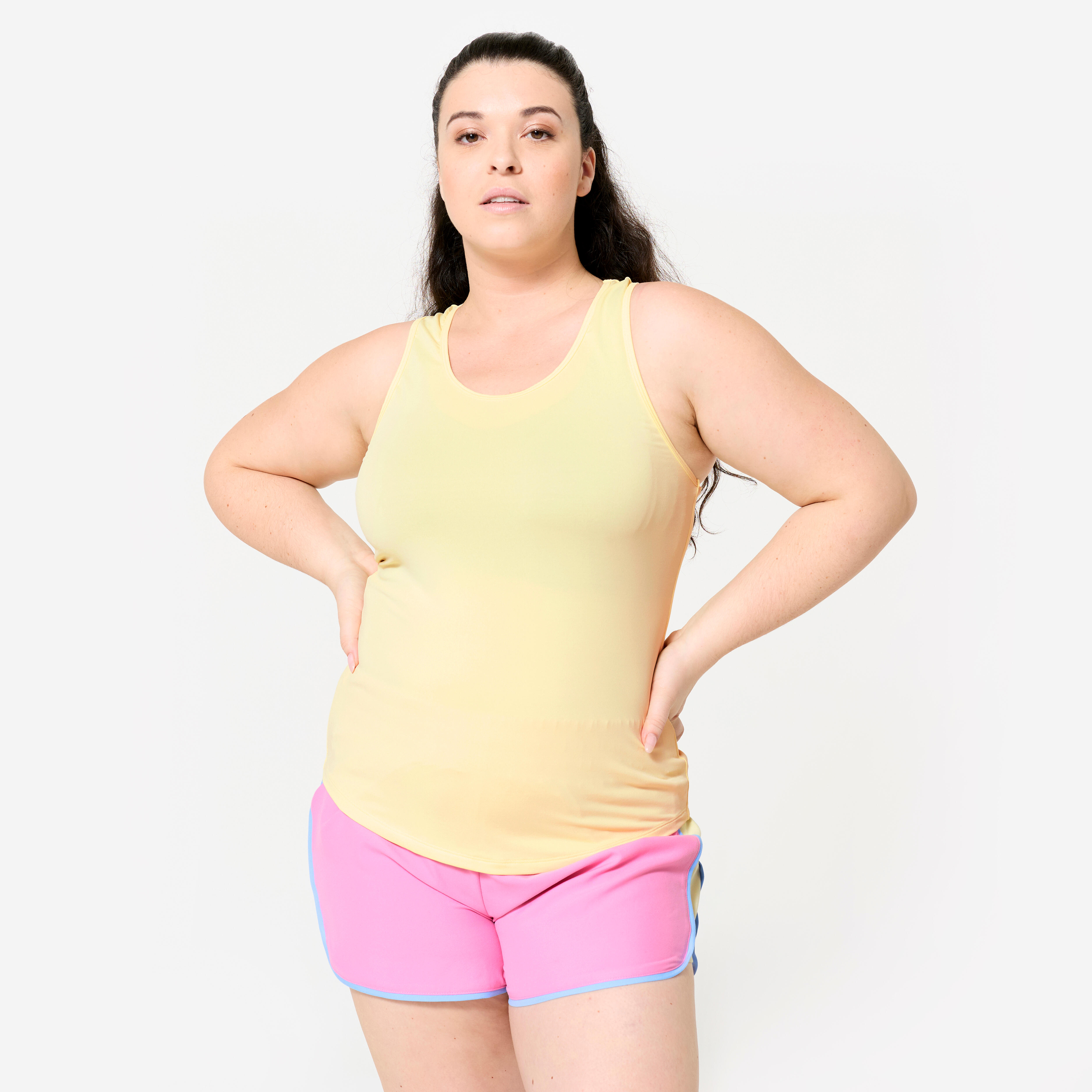Women's Fitness Muscle Back Tank Top - Light Yellow