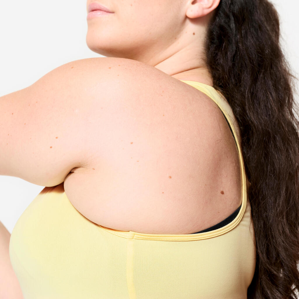 Débardeur dos nageur de fitness femme, jaune clair