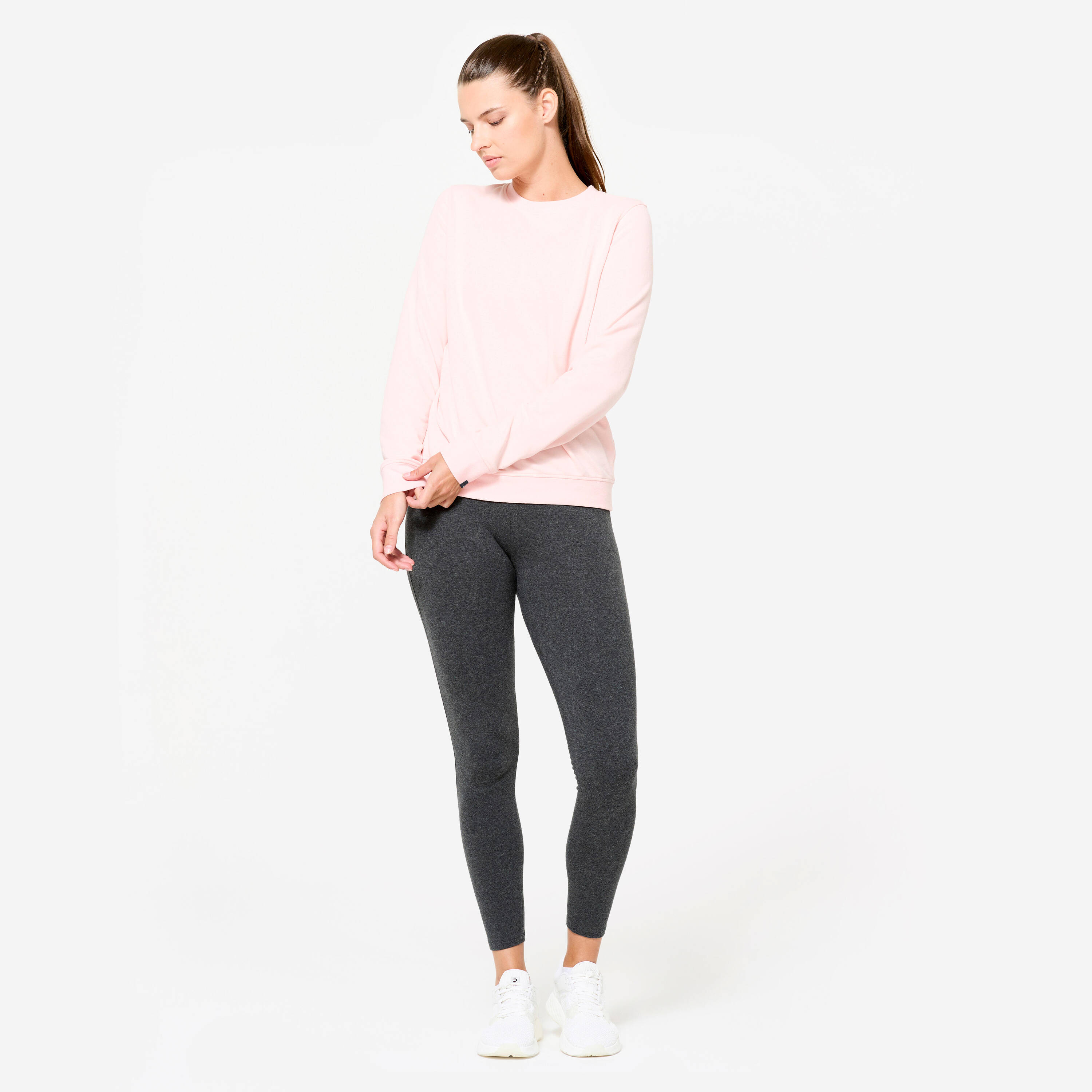 Cotton Slim-Fit Women Gym leggings 100- Grey -  2