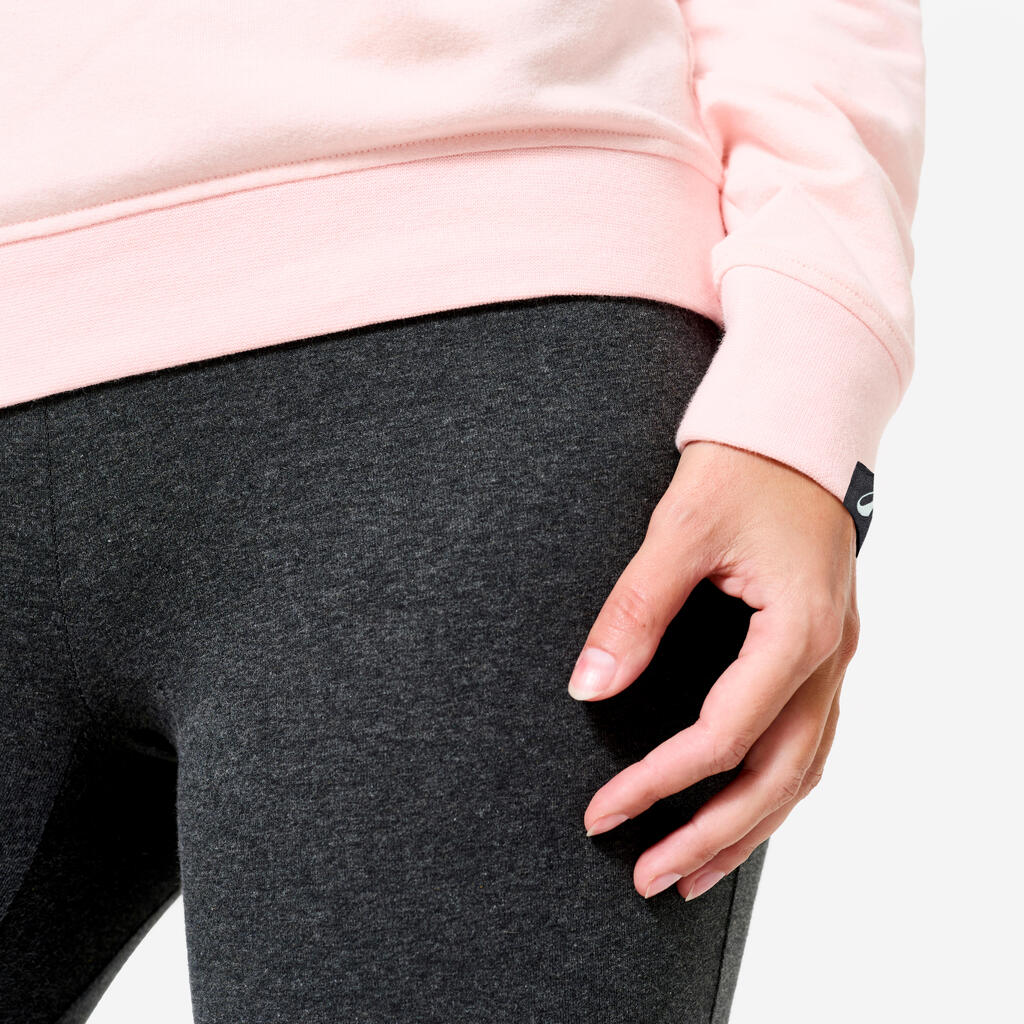 Sweat de training col rond femme, rose clair