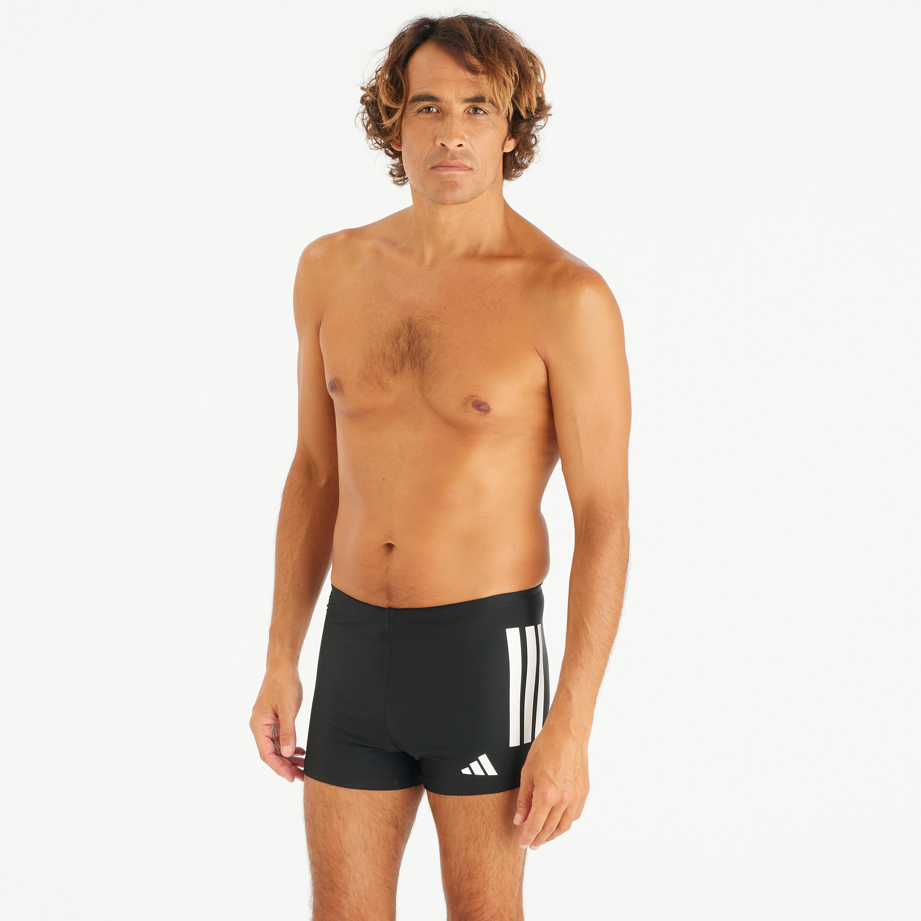 Badehose Boxer Herren - ADIDAS 3 Streifen schwarz/weiß  2/7