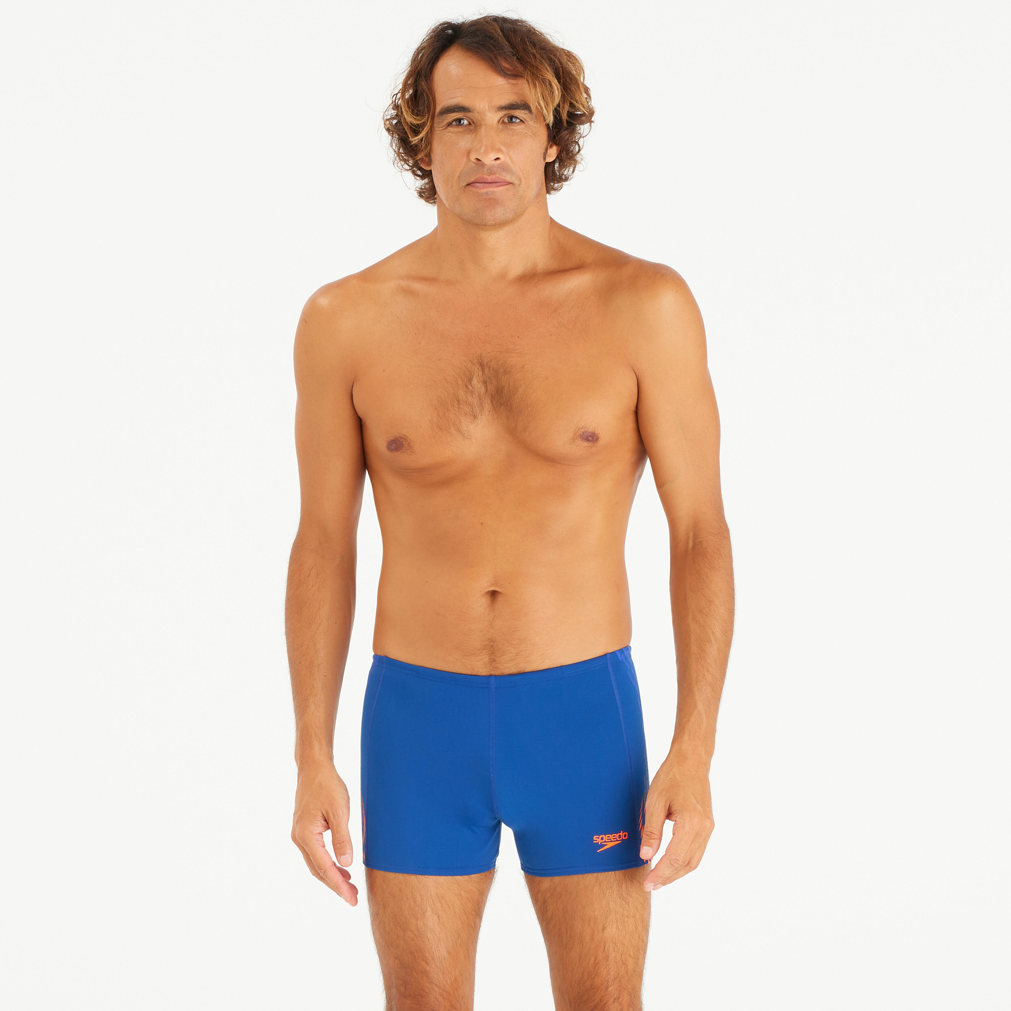 SPEEDO SPEEDO Multi pánske boxerkové plavky modro-oranžové S-M · záber 3