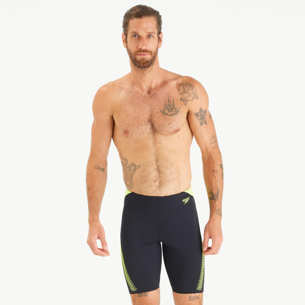 SPEEDO jammer pánske boxerkové plavky dlhé čierno-žlté