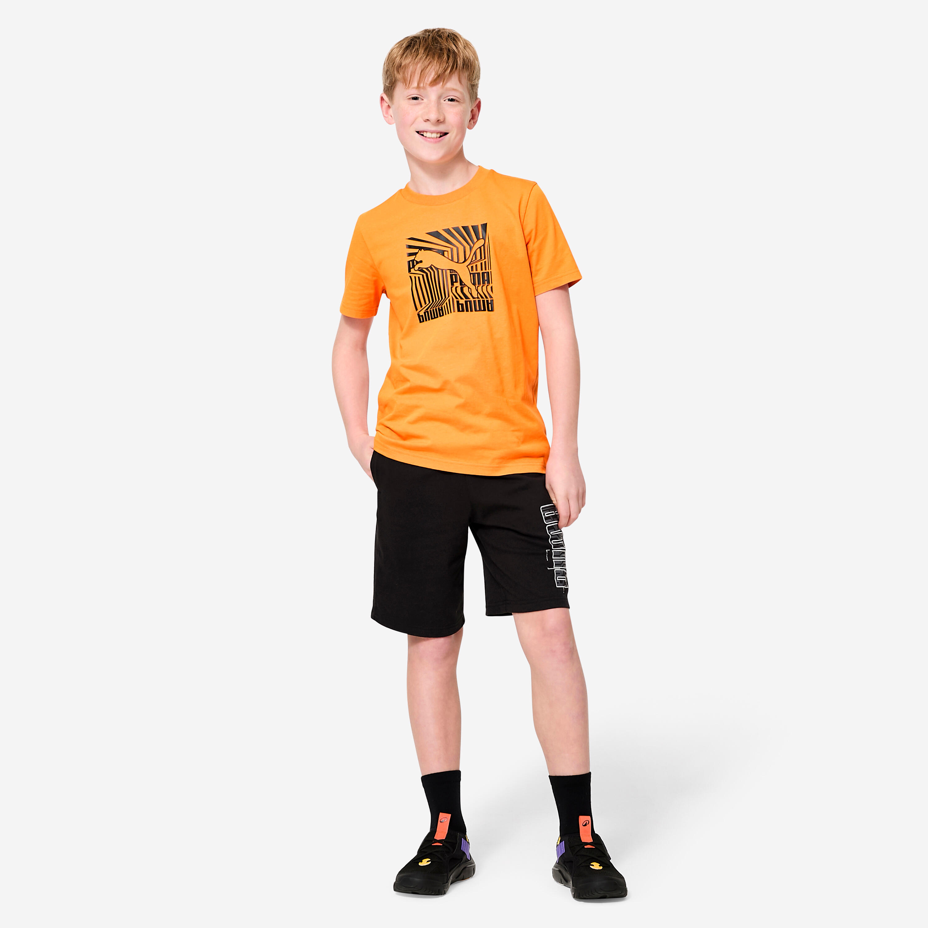 T-shirt coton imprimé enfant, orange 2/4