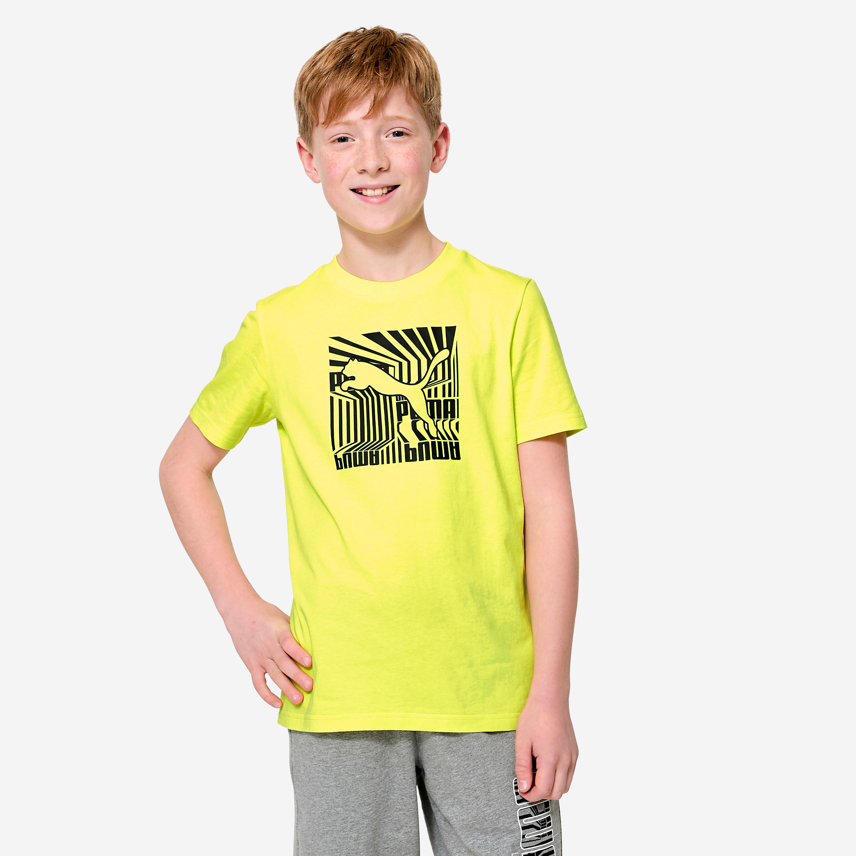 Tricou bumbac cu imprimeu Puma Galben Copii