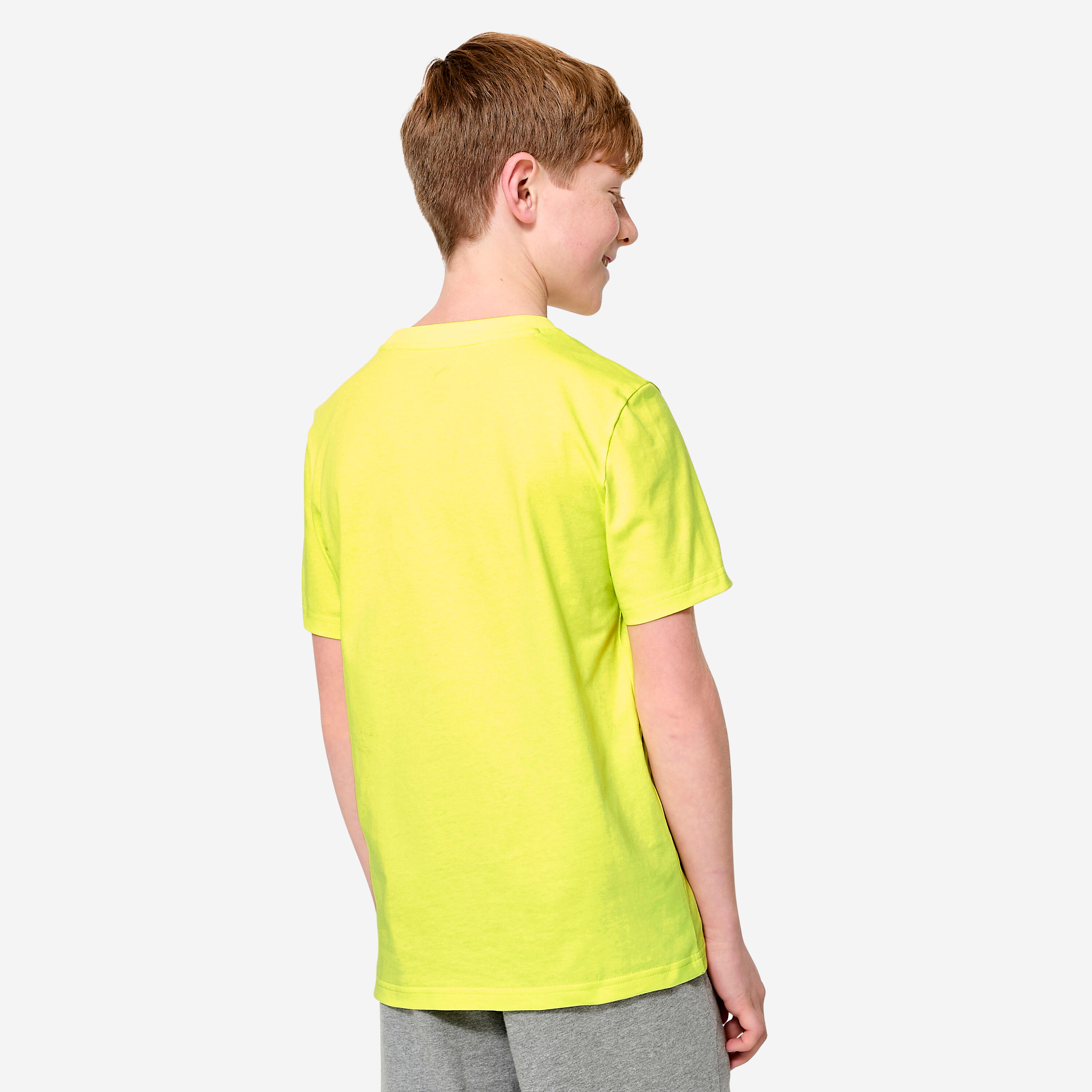 T-shirt Puma bambino ginnastica regular fit cotone gialla stampata 4/4