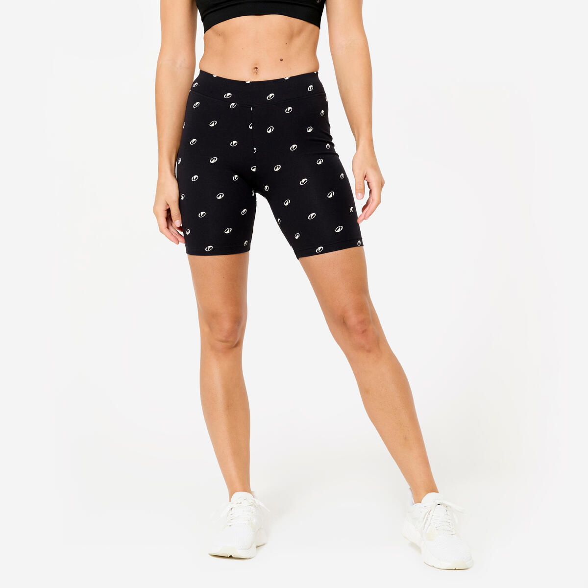 Short cycliste fitness femme, noir