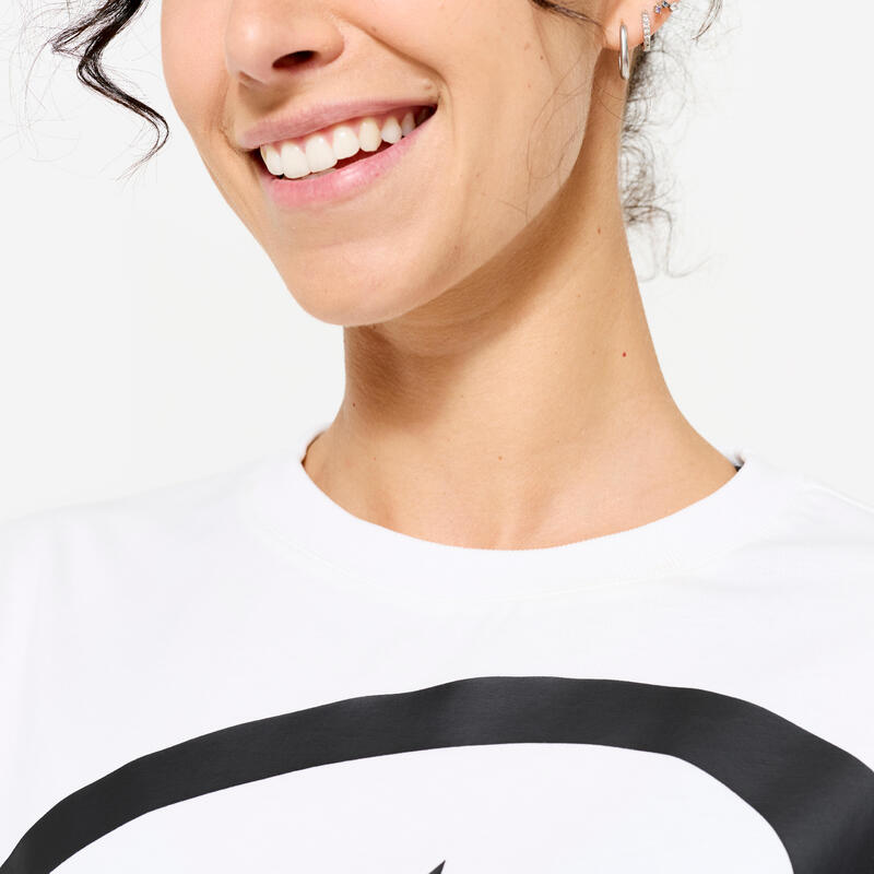 T-shirt crop top femme, blanc coton