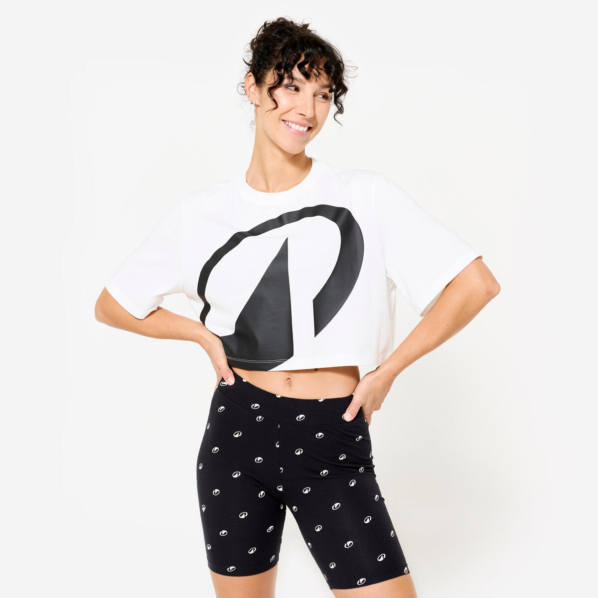 T-shirt crop top femme, blanc coton
