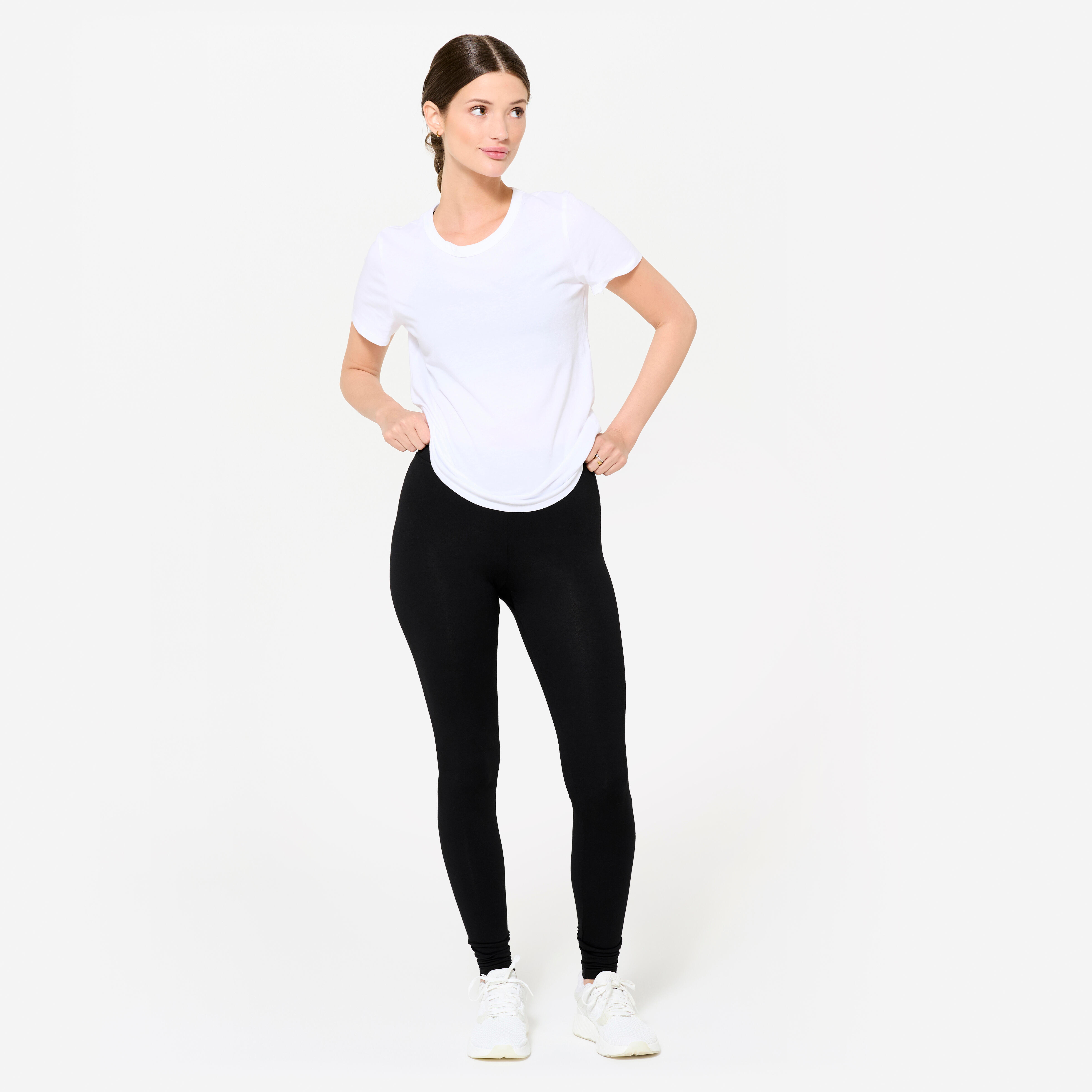 Cotton Slim-Fit Women Gym leggings 100 - Ultra Black