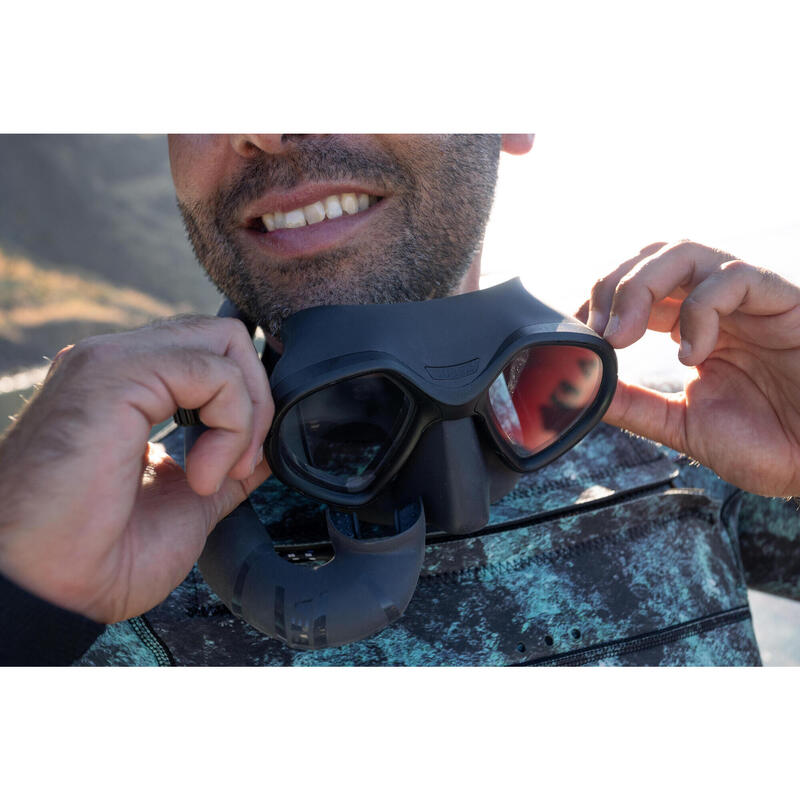 Mască apnee+activități sportive submarine anti-aburire Volum mic 500DualIv Negru