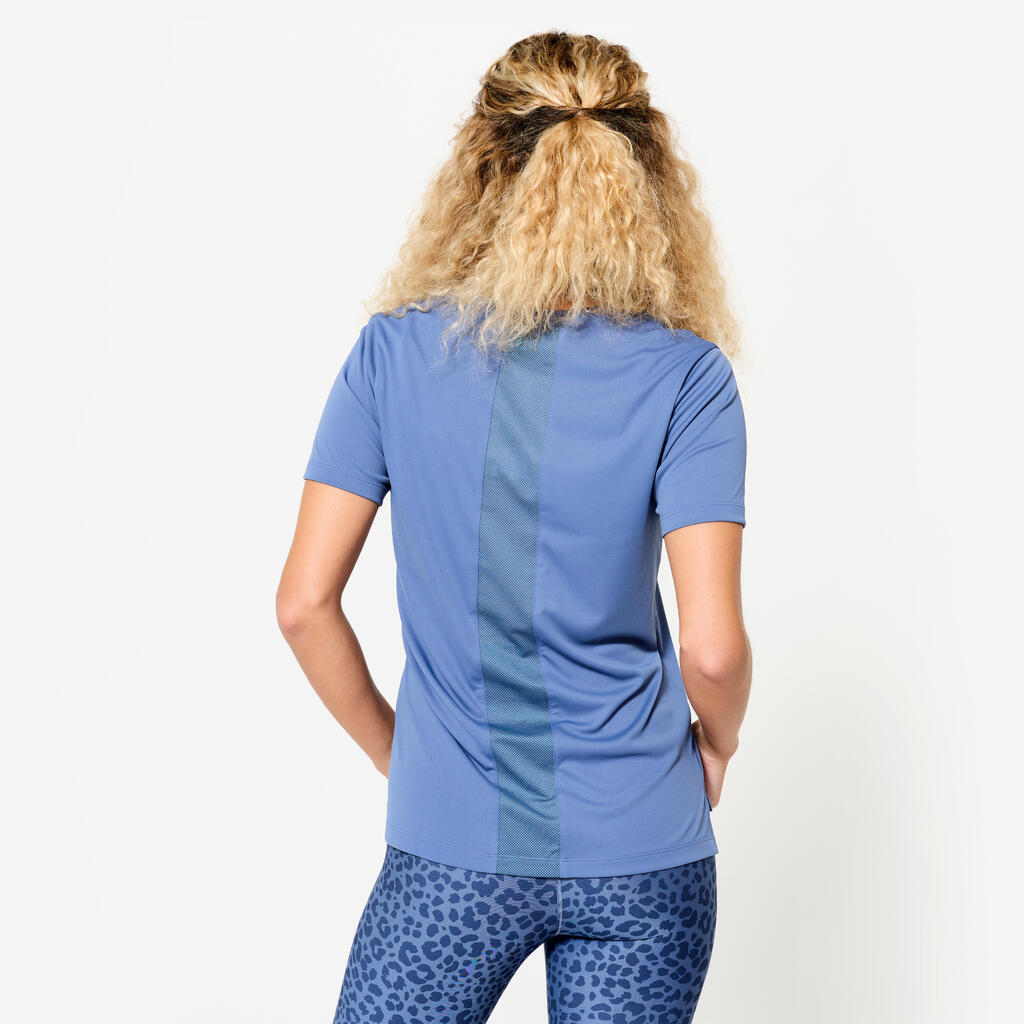 T-shirt fitness manches courtes femme, bleu comète