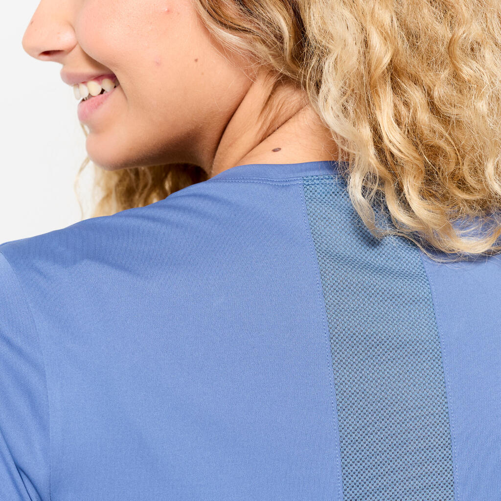 T-shirt fitness manches courtes femme, bleu comète