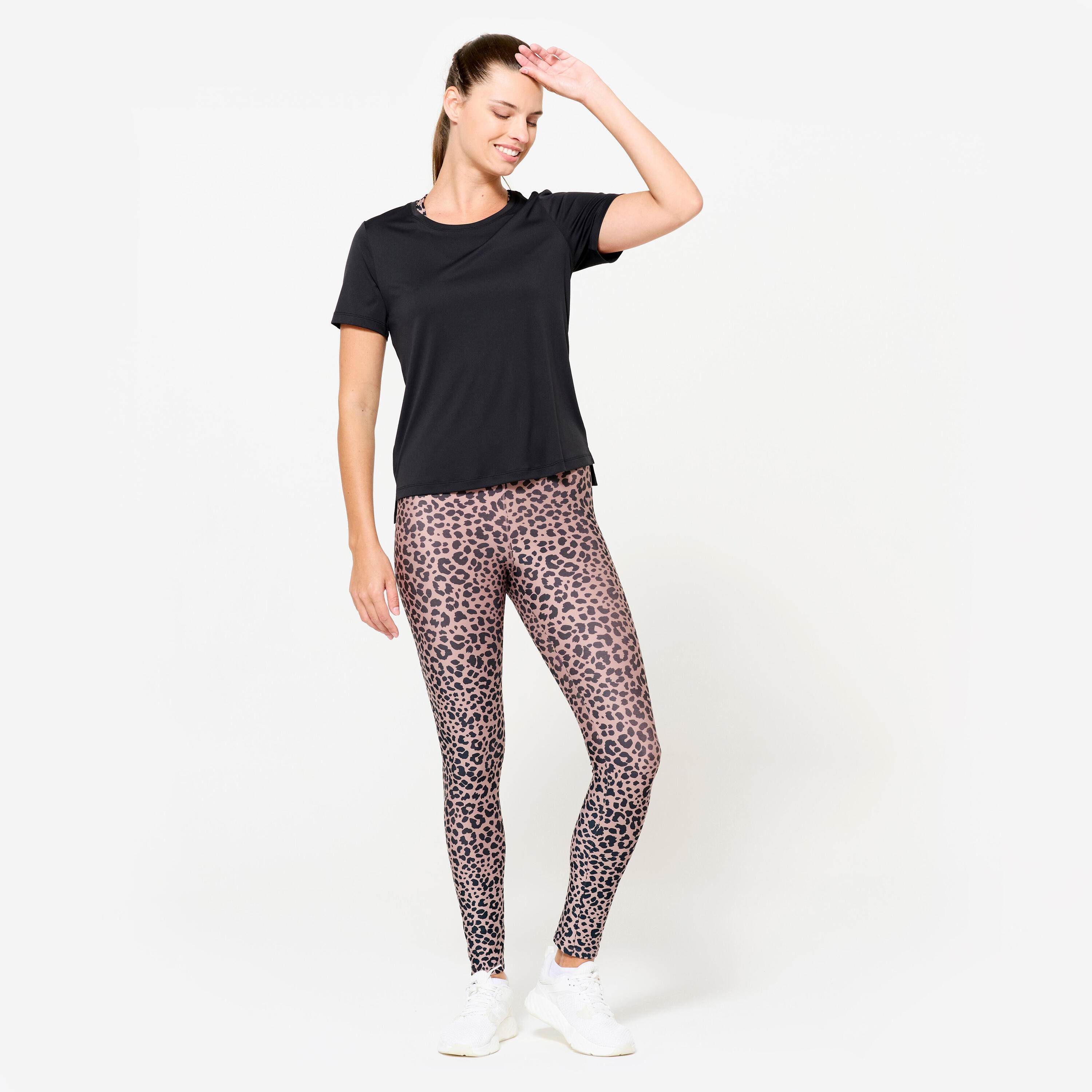 Fitness T-shirt voor dames zwart 2/7