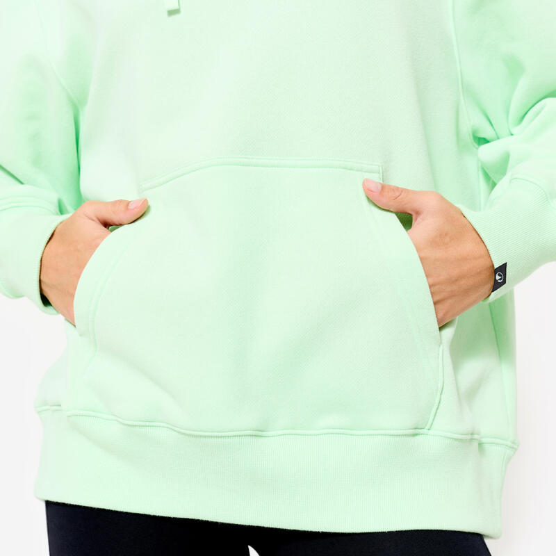 Oversized fitnesshoodie voor dames 520 lichtgroen