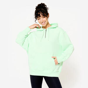Sudadera Fitness 520 Mujer Verde Claro Capucha Oversized