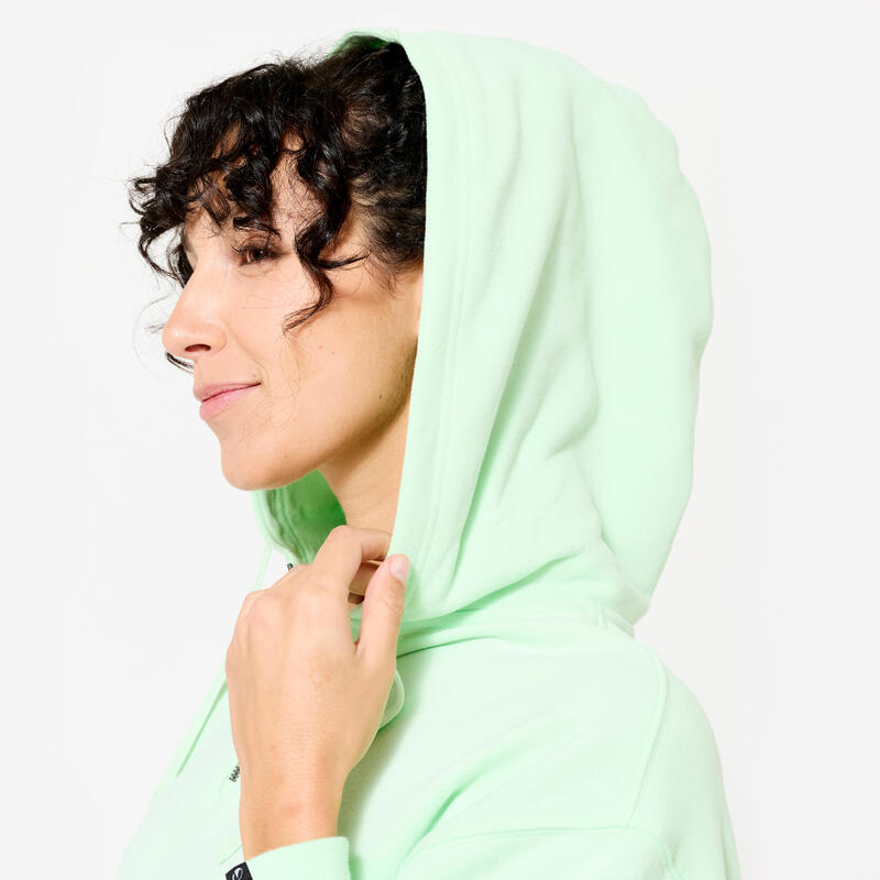 Sudadera Fitness 520 Mujer Verde Claro Capucha Oversized