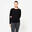 Tee-shirt en coton manches longues femme, noir
