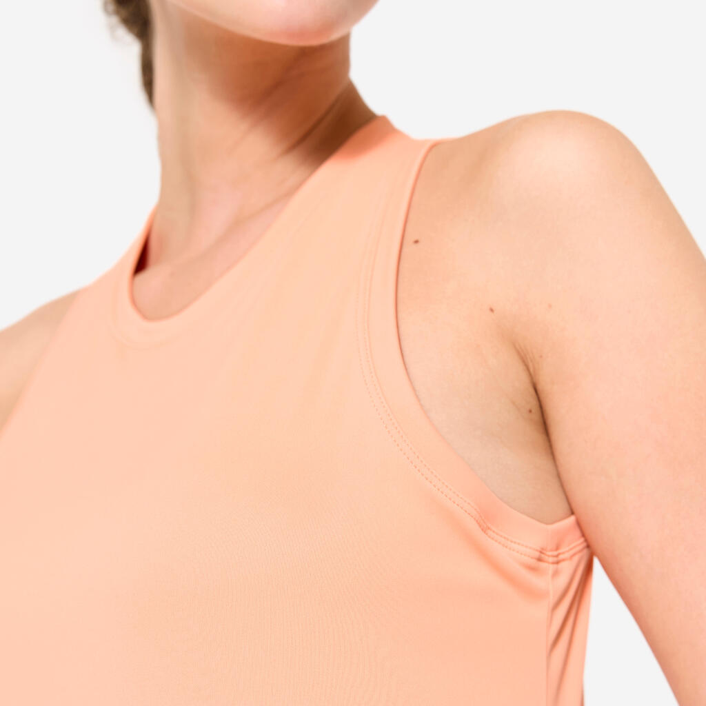 Débardeur de fitness coupe droite femme, orange pêche