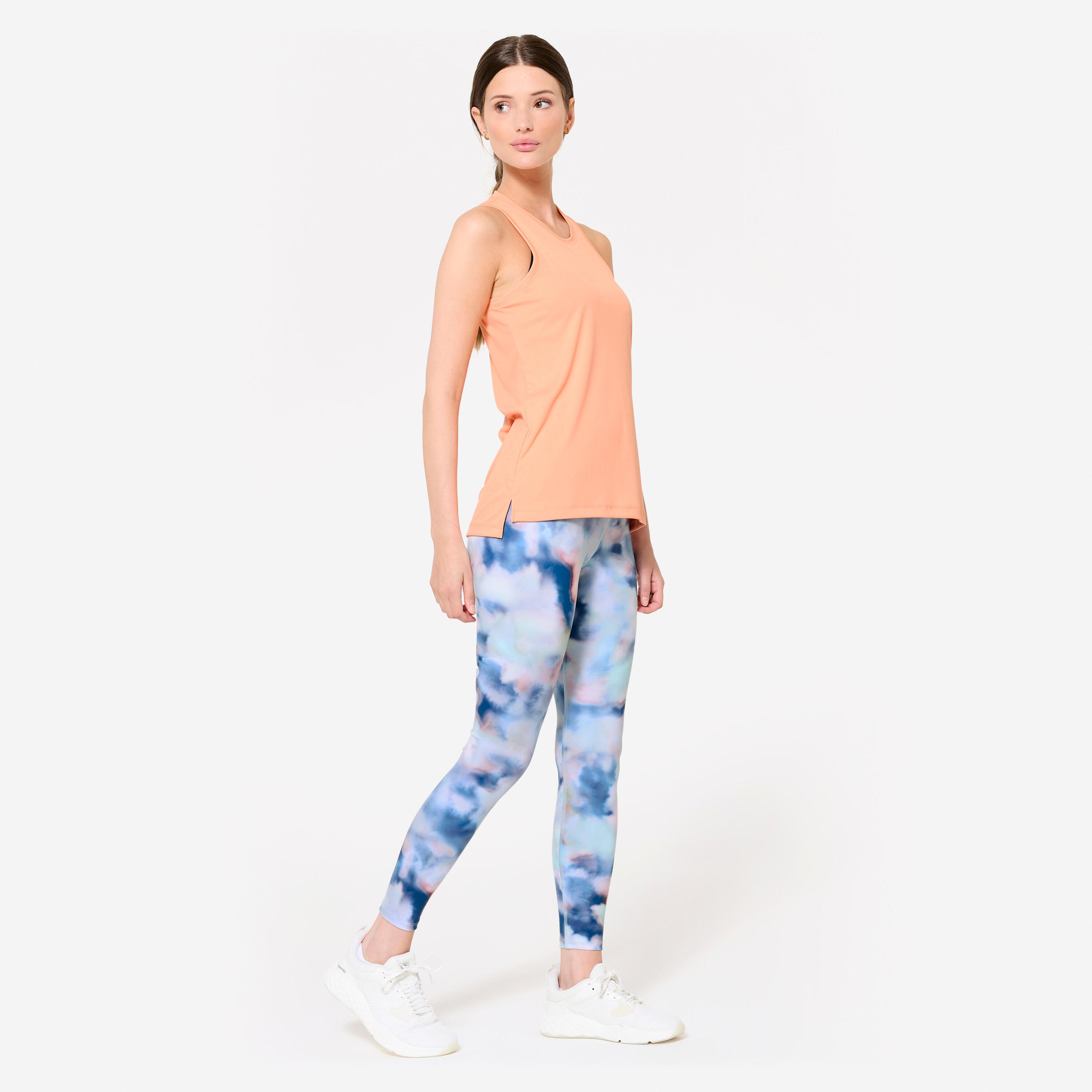 Débardeur de fitness coupe droite femme, orange pêche 2/8