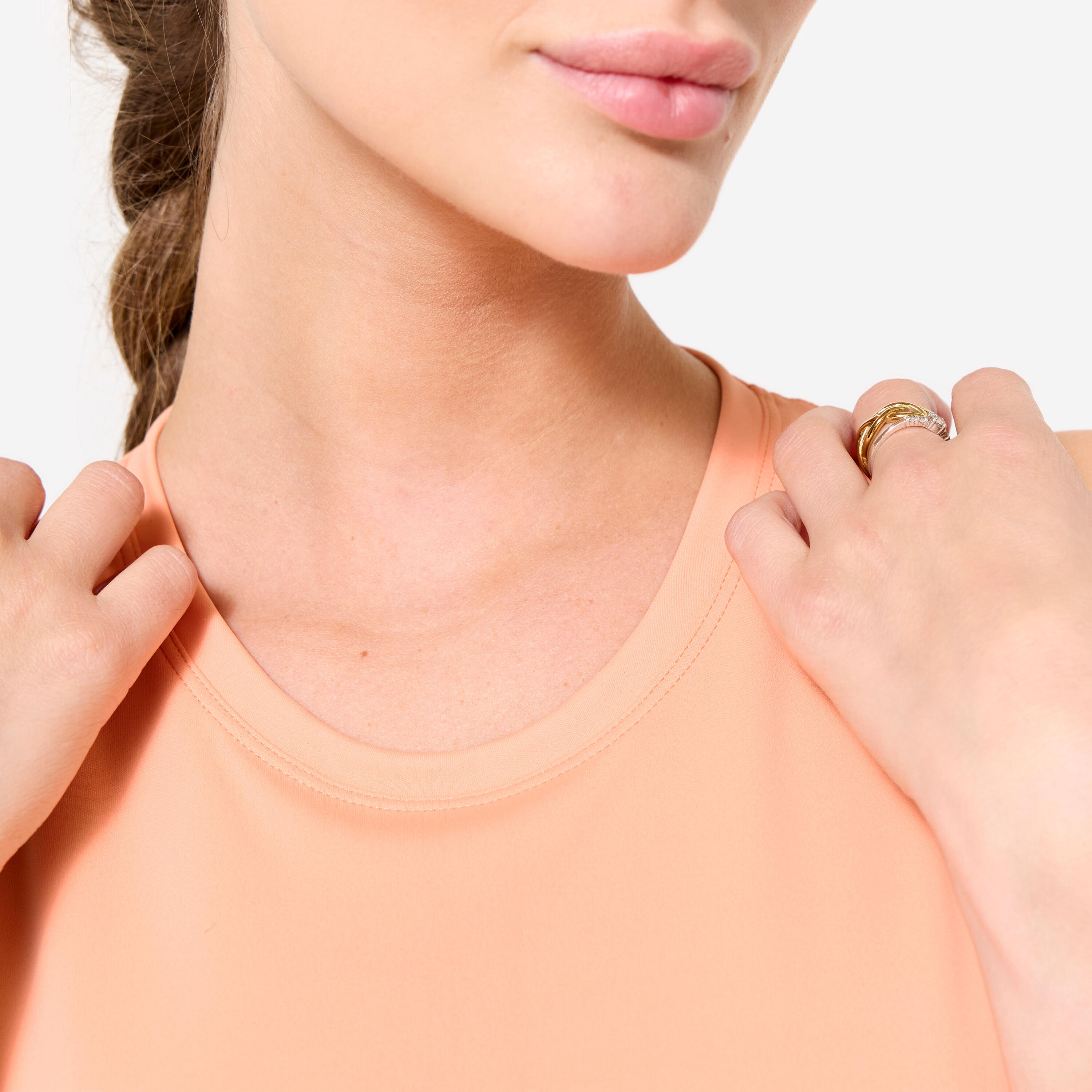 Débardeur de fitness coupe droite femme, orange pêche 3/8